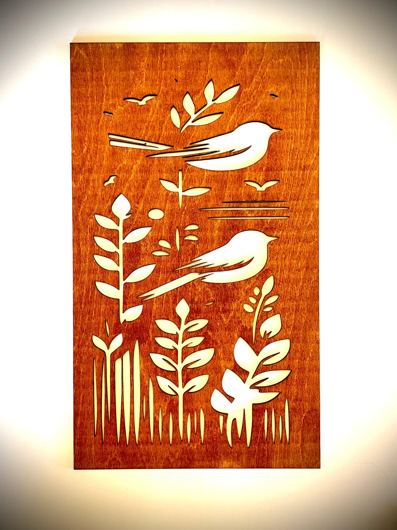Mid Century Modern Boho Wild Birds Landscape 3-Panel Wood Wall Art