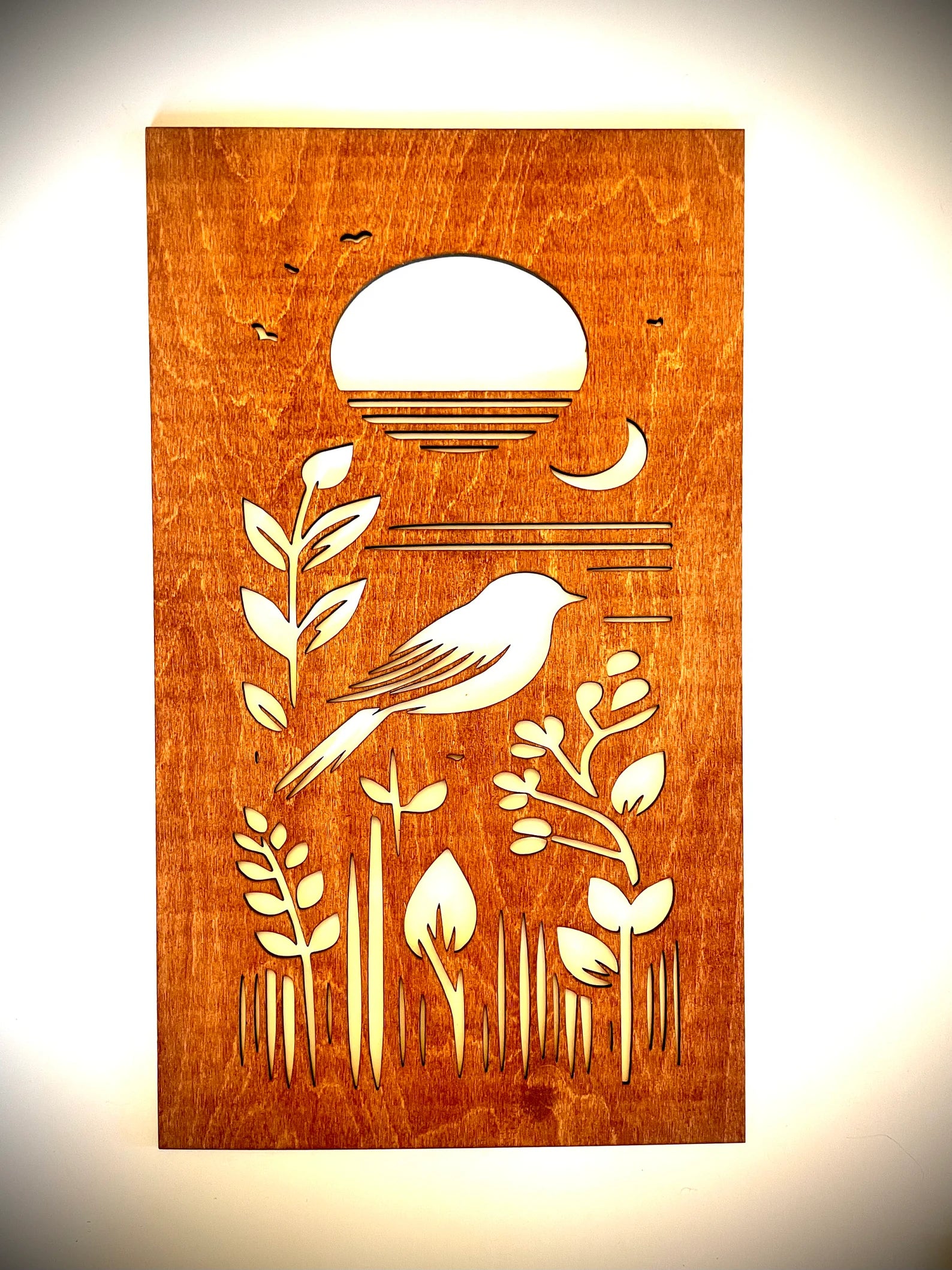 Mid Century Modern Boho Wild Birds Landscape 3-Panel Wood Wall Art