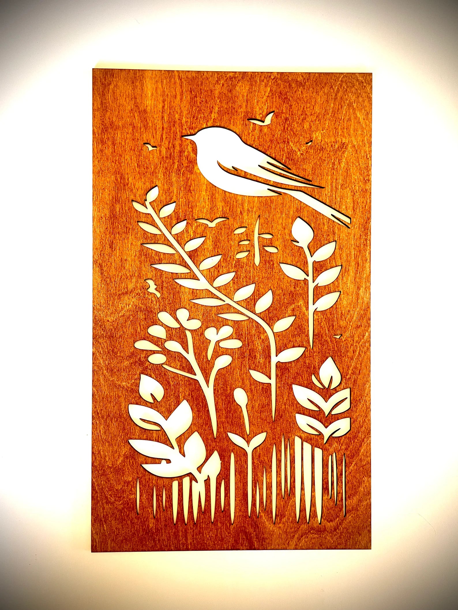 Mid Century Modern Boho Wild Birds Landscape 3-Panel Wood Wall Art