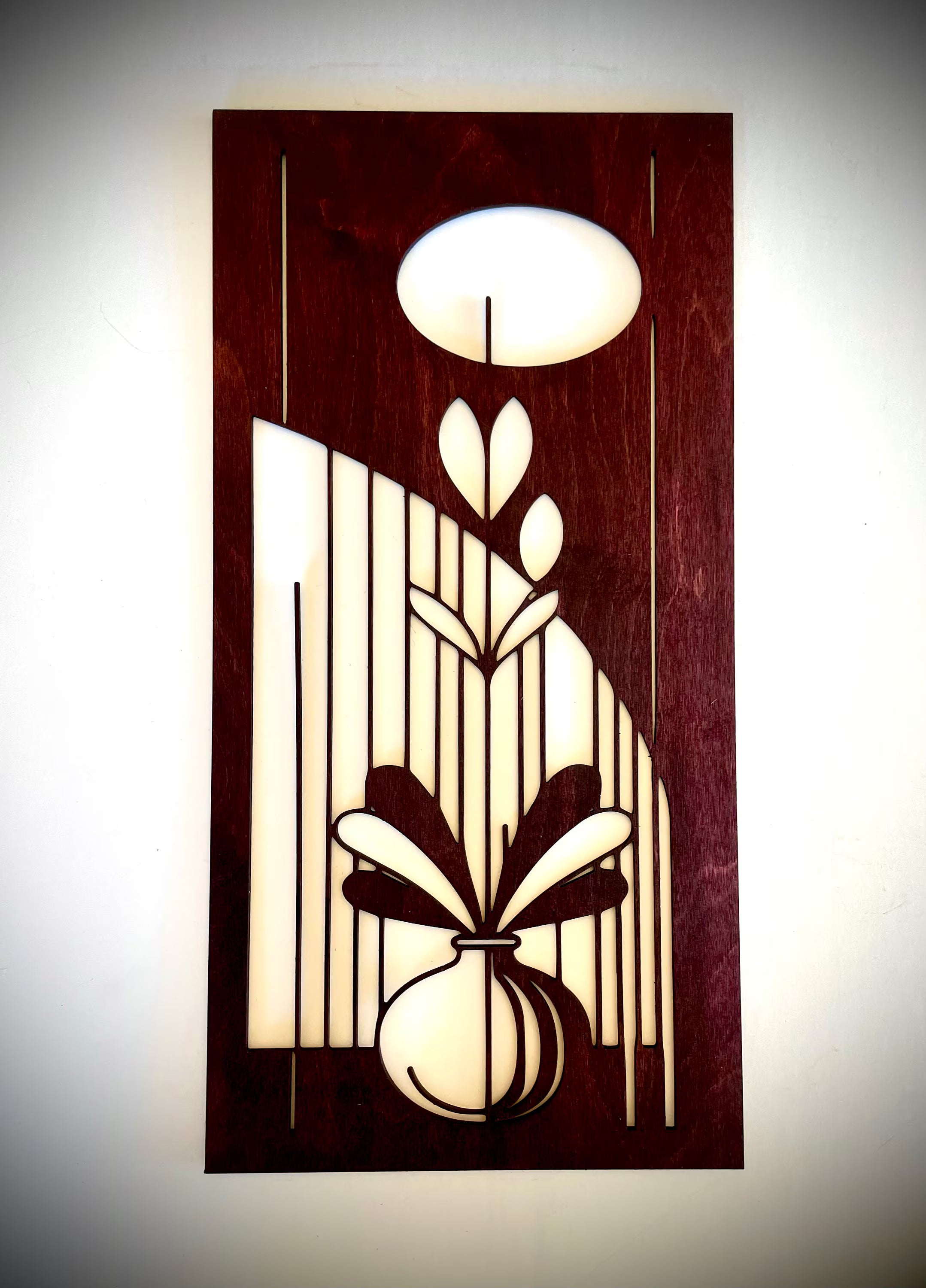 Mid Century Modern Floral Landscape 3-Panel Wood Wall Art, Set G