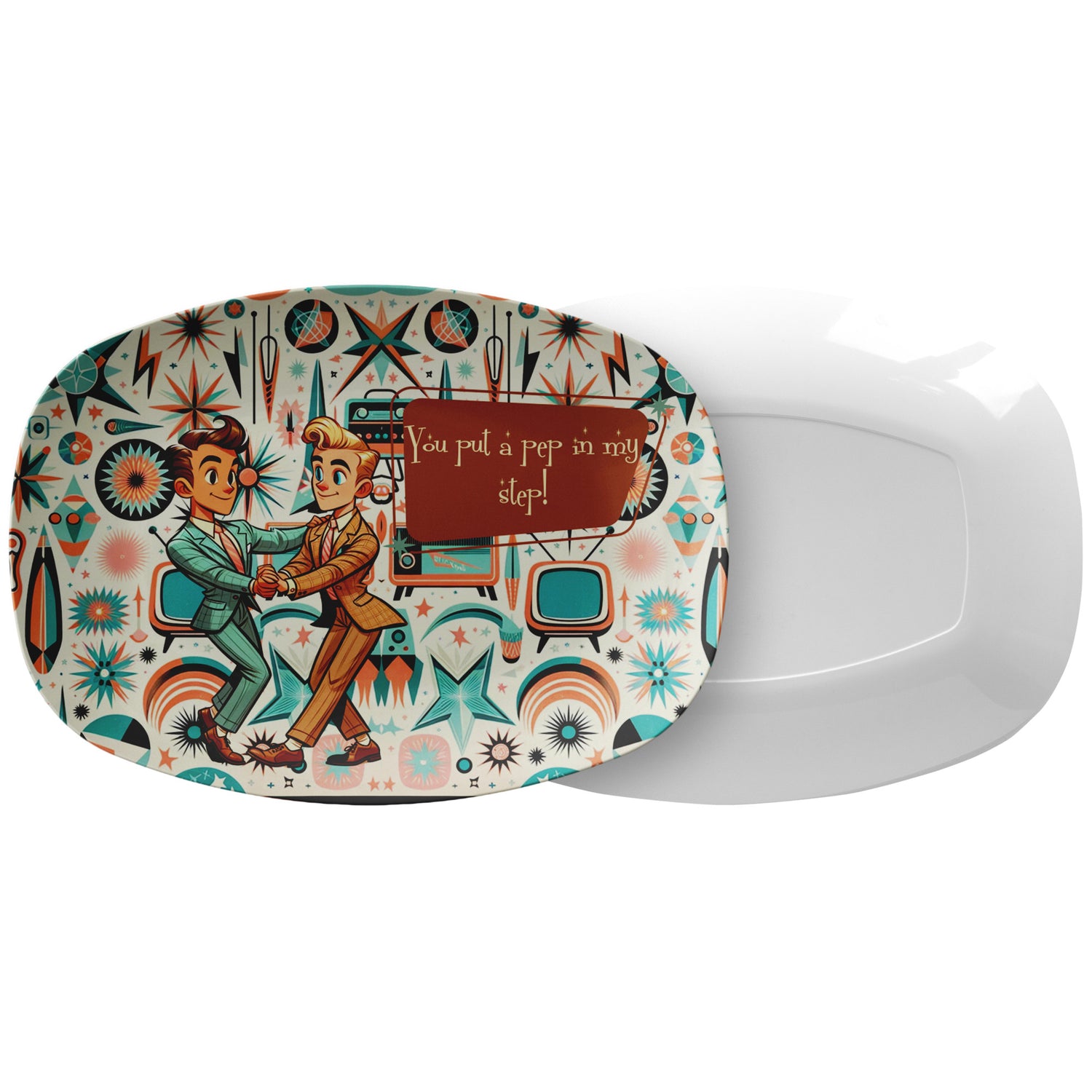 Mid Century Mod, Dapper Dudes, Gay Male Couple, Kitschy Cute Retro Party Platter - Mid Century Modern Gal