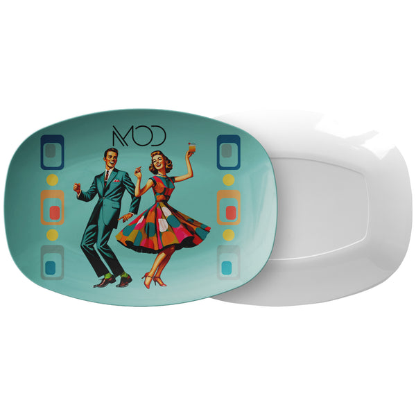 Mid Century Modern 50s Party Platter, Mod Couple, Kitschy MCM Barware