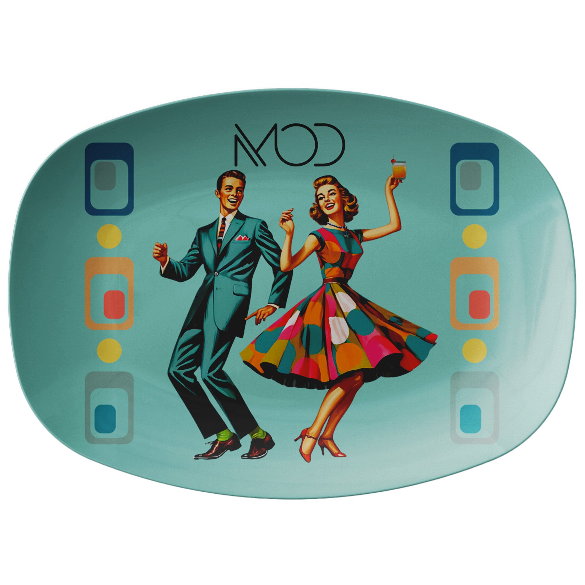 Mid Century Modern 50s Party Platter, Mod Couple, Kitschy MCM Barware - Mid Century Modern Gal