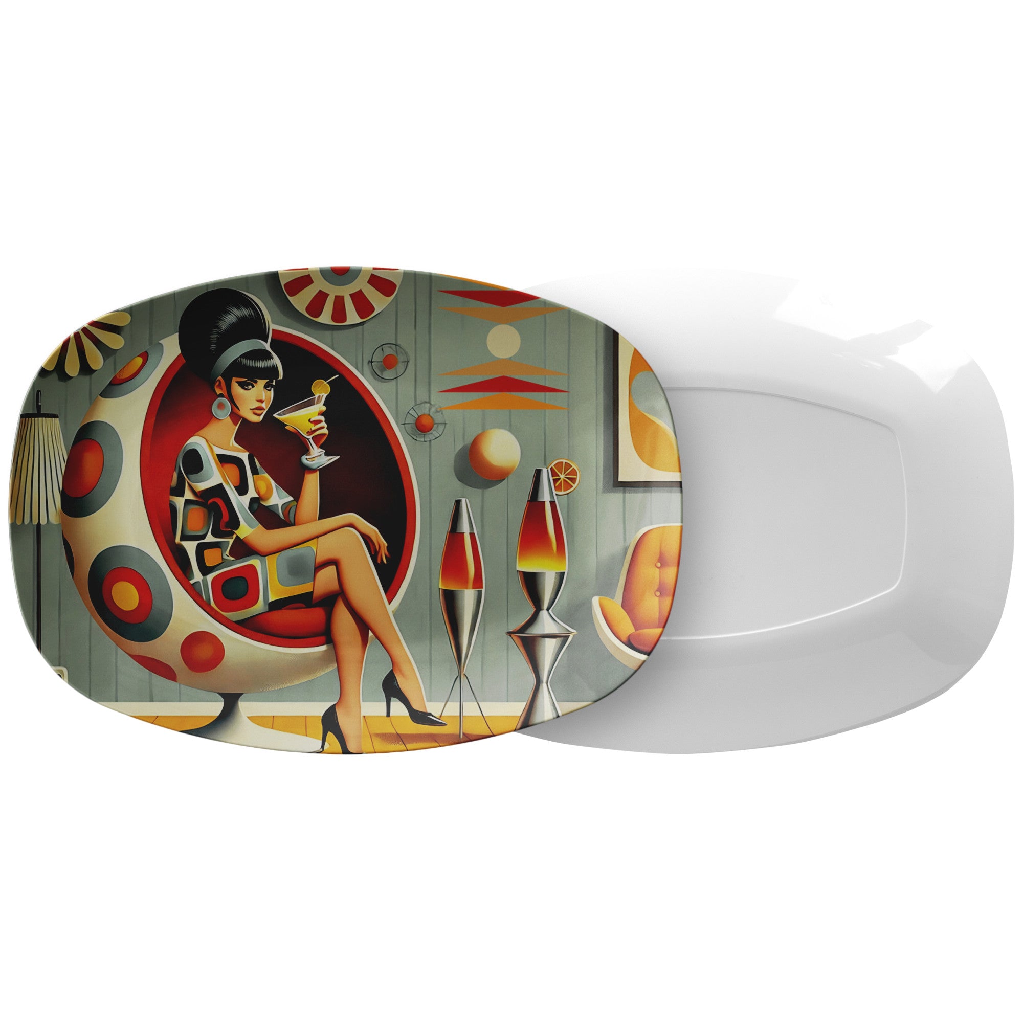 Mid Century Modern Barware Retro Gal, Kitschy Party Platter - Mid Century Modern Gal