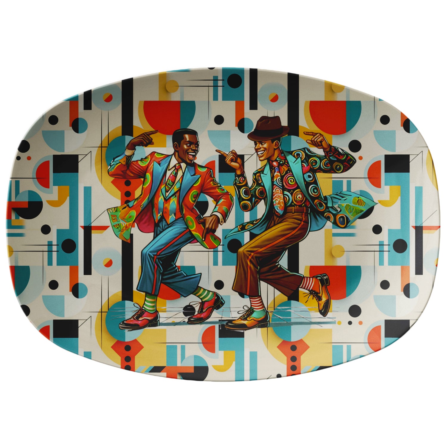 Mid Century Modern Bauhaus Designed, Gay Black Male Couple Party Platter - Mid Century Modern Gal