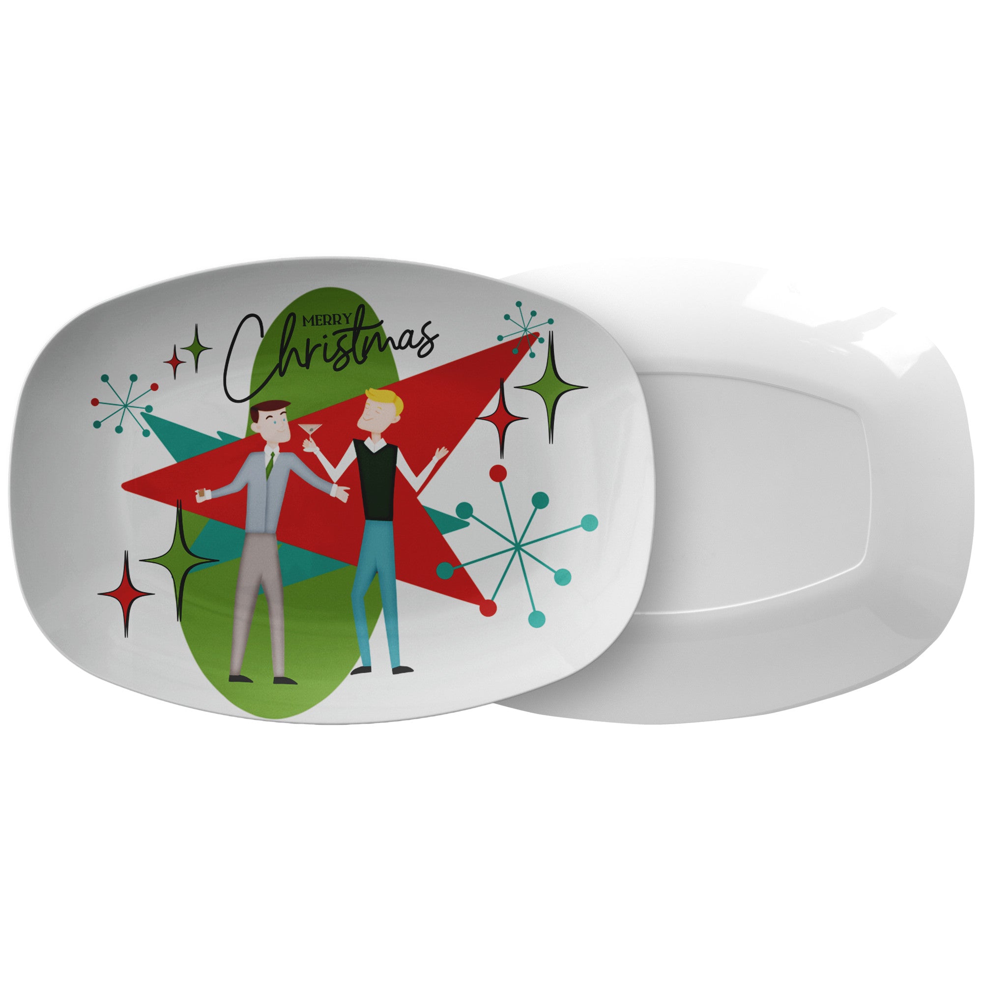 Mid Century Modern Christmas Platter, Gay Male Couple, Kitschy 50s Style - Mid Century Modern Gal