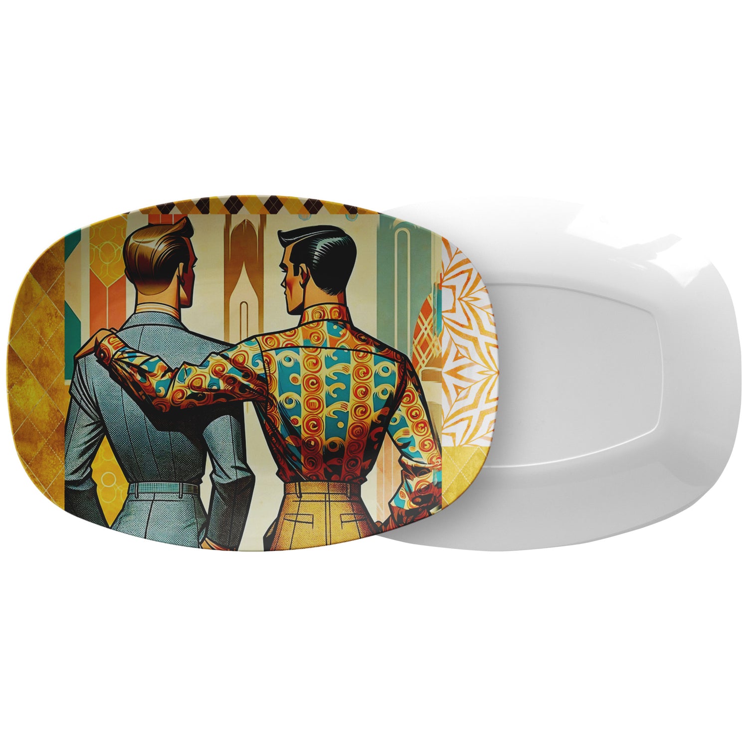 Mid Century Modern Gentleman, Retro Party Platter, Gay Male Couple - Mid Century Modern Gal