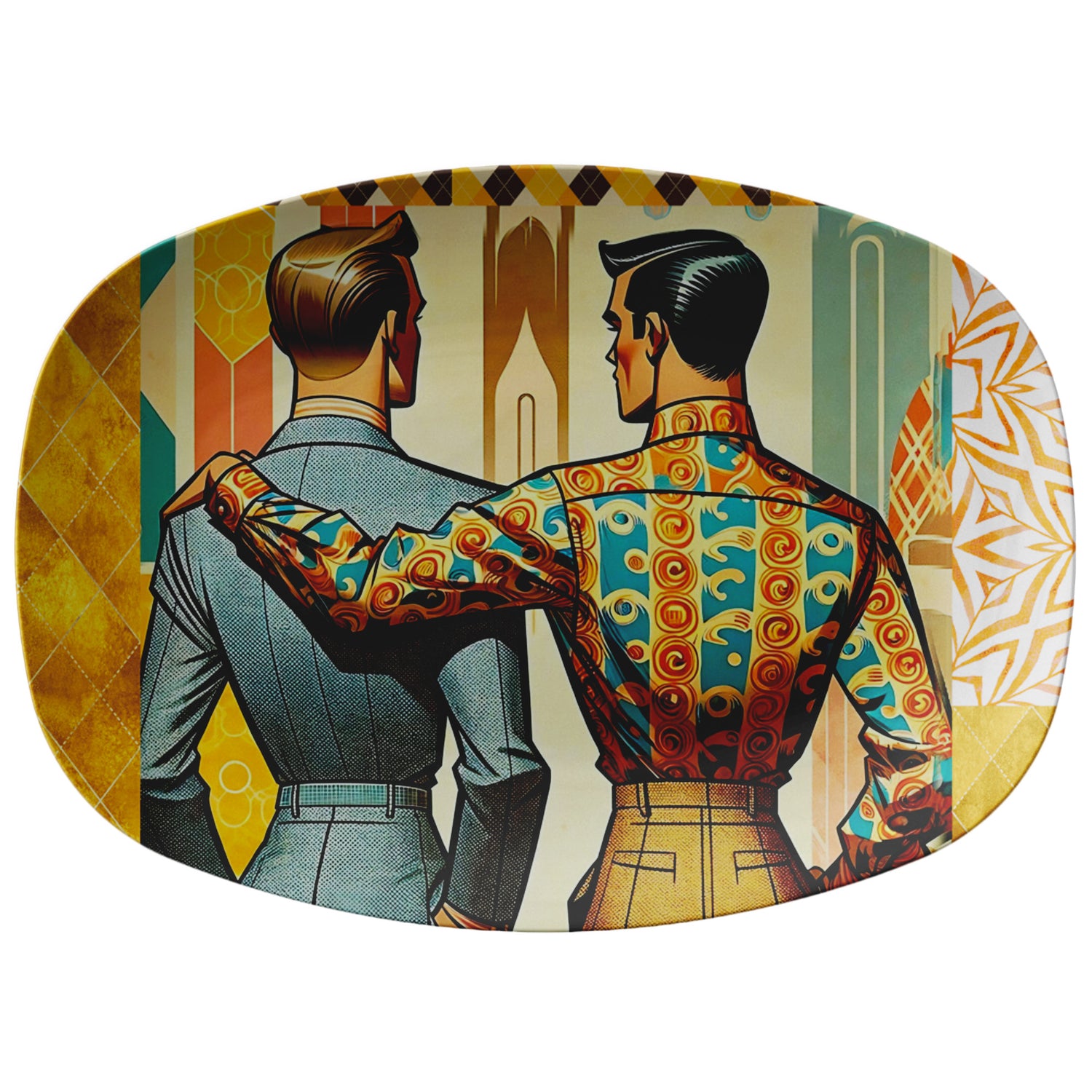 Mid Century Modern Gentleman, Retro Party Platter, Gay Male Couple - Mid Century Modern Gal