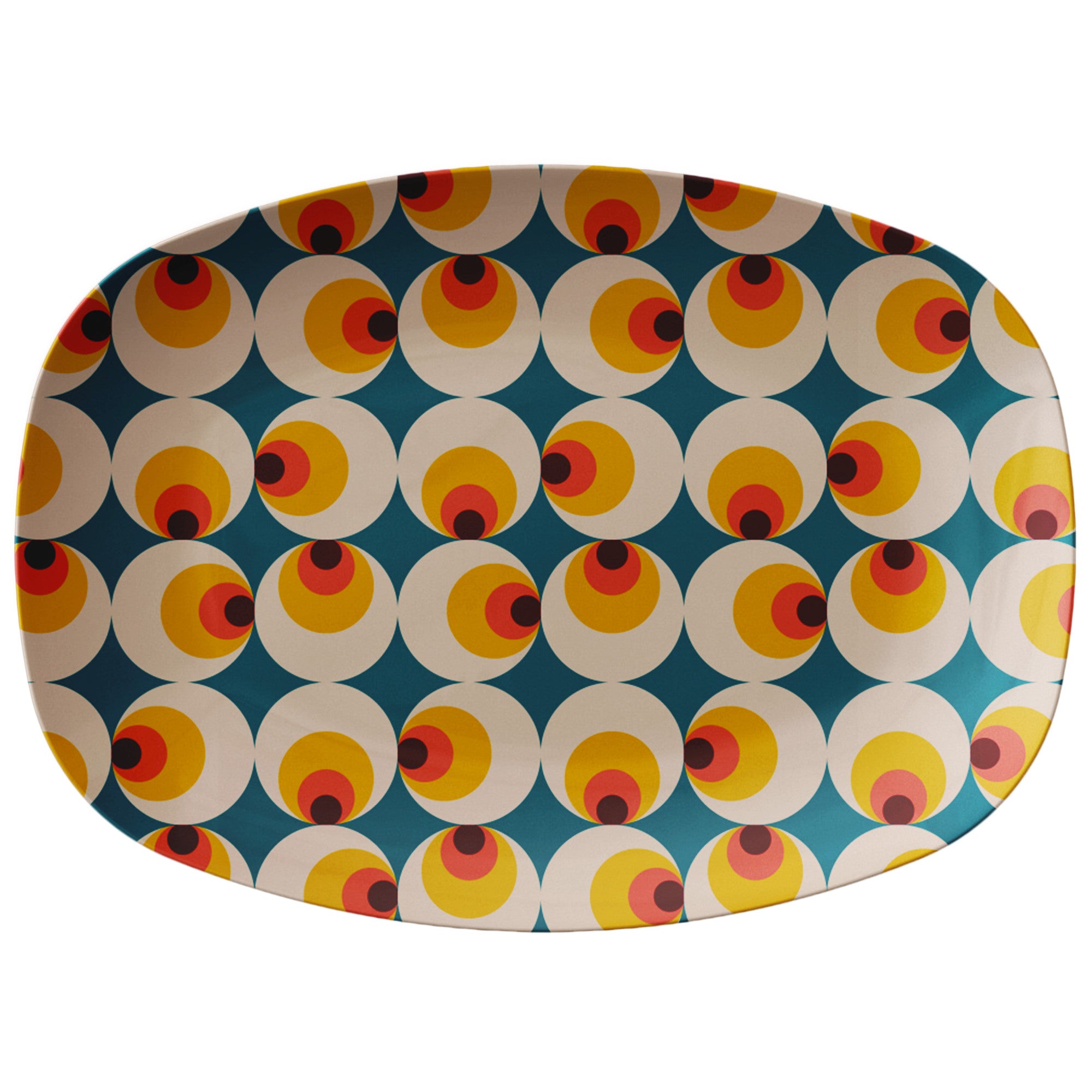 Mid Century Modern Geometric Orb 70s Retro Serving Platter - Mid Century Modern Gal