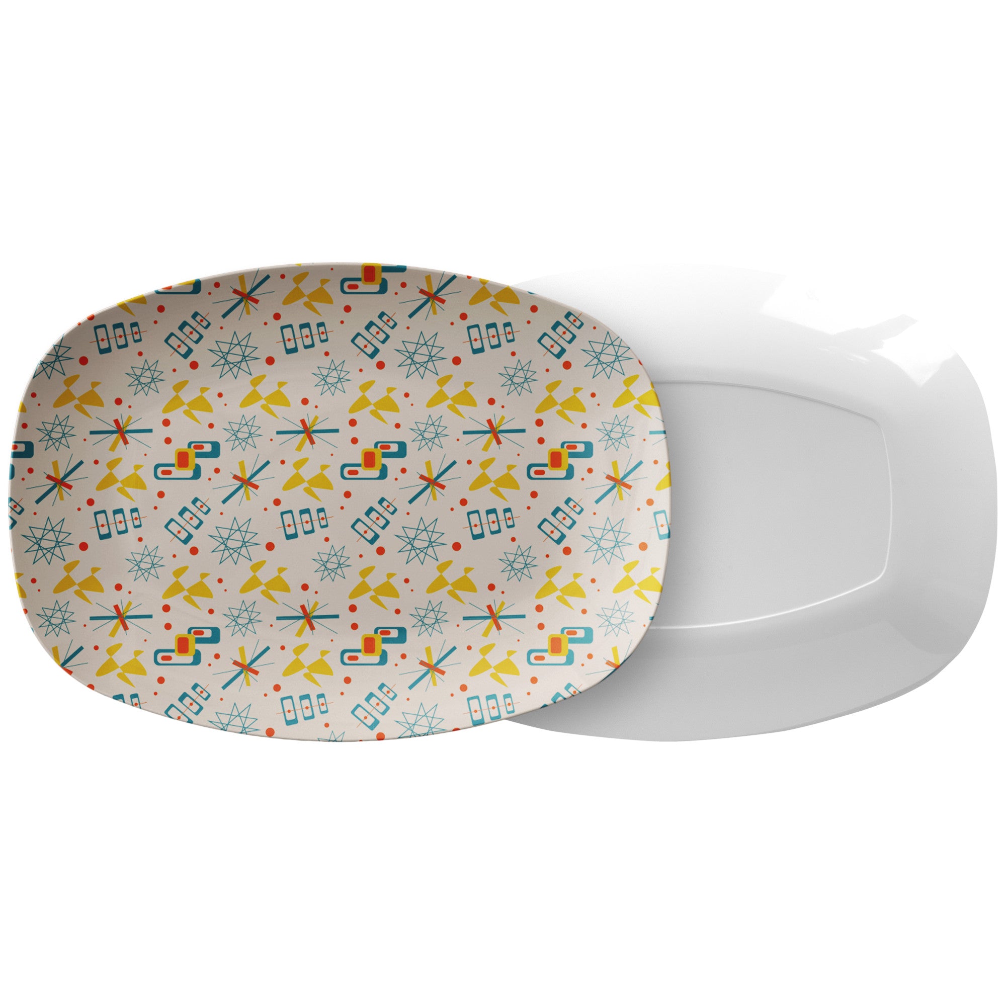 Mid Century Modern Party Platter, 50s Pattern, Happy Spring Summer Outdoor Retro Dining - Mid Century Modern Gal