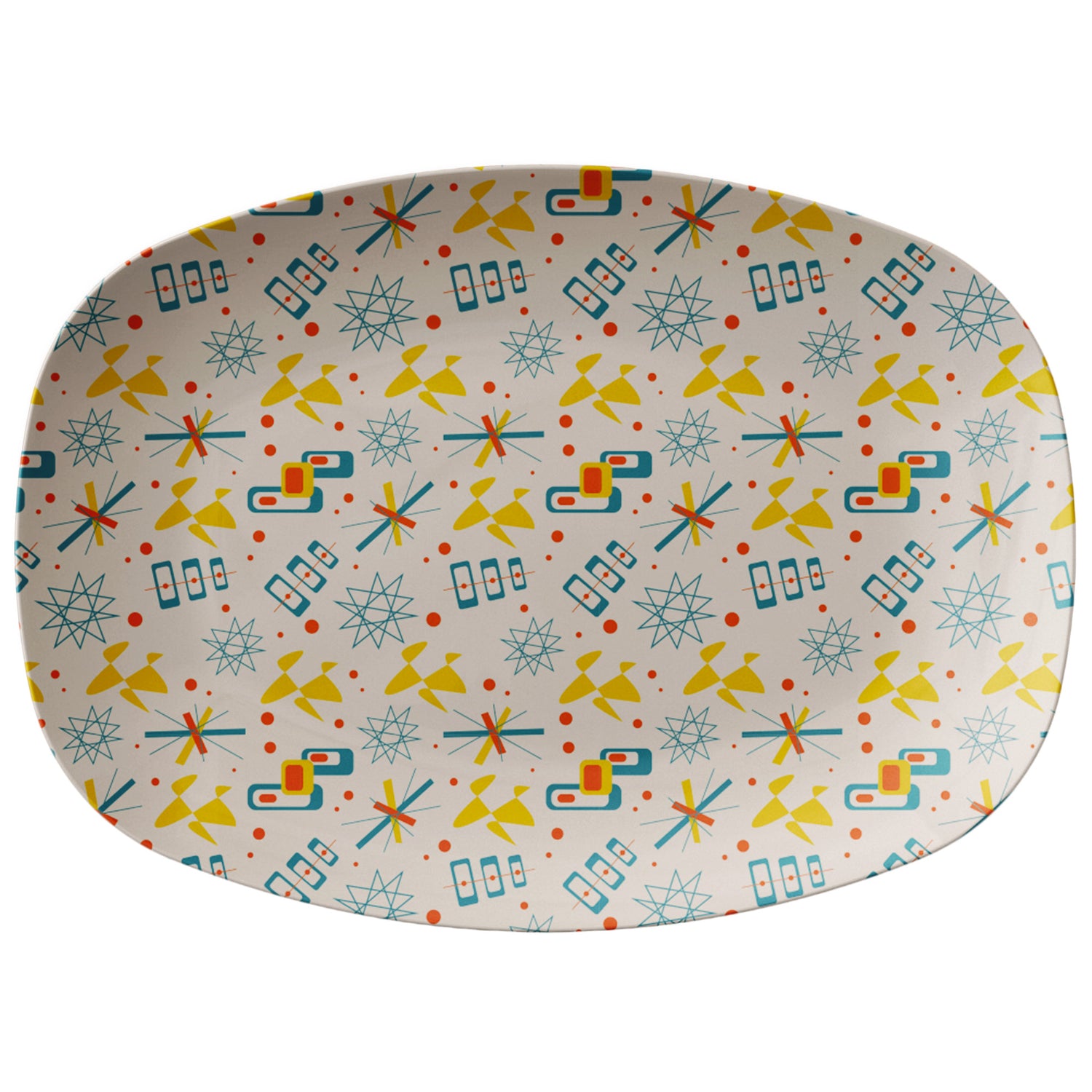 Mid Century Modern Party Platter, 50s Pattern, Happy Spring Summer Outdoor Retro Dining - Mid Century Modern Gal