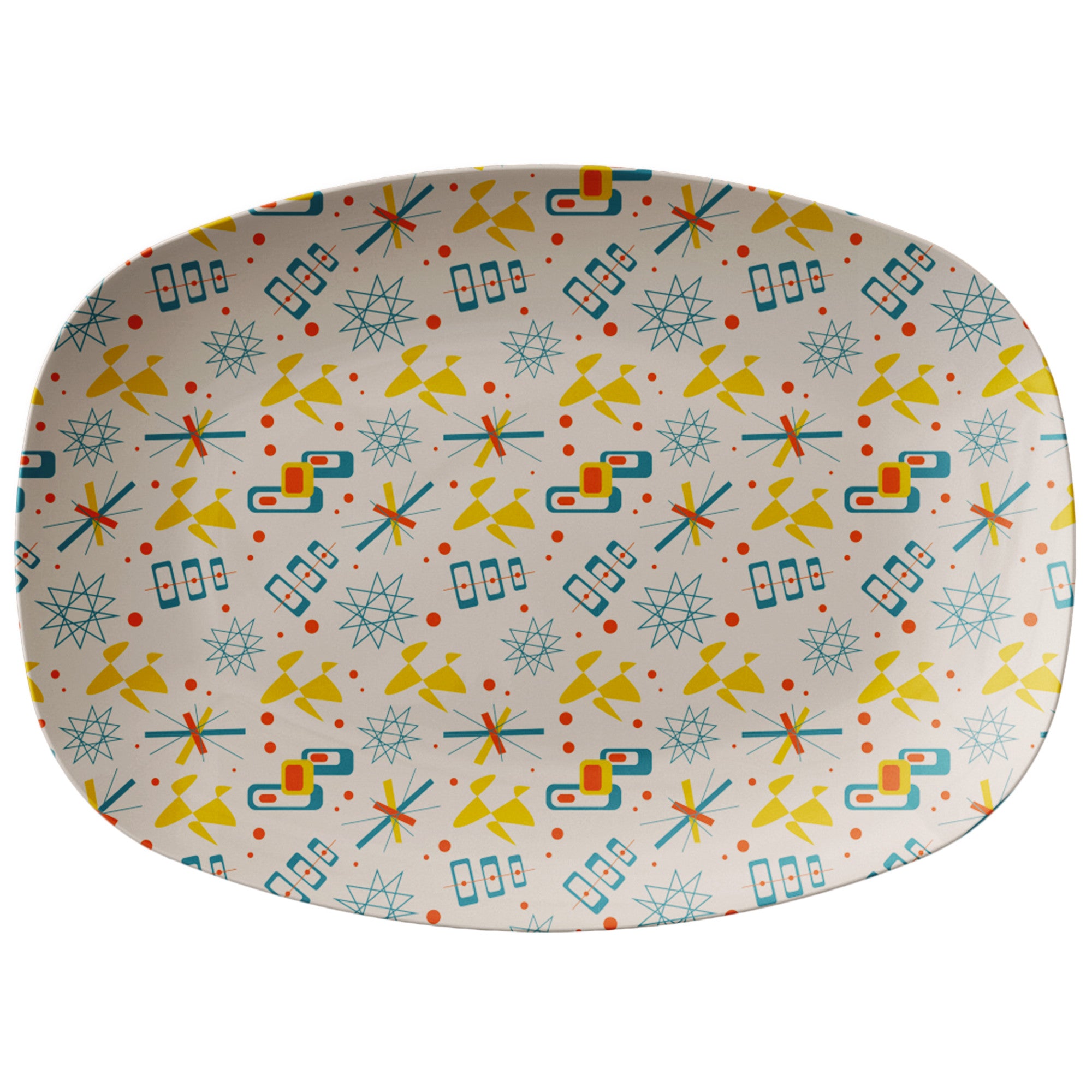 Mid Century Modern Party Platter, 50s Pattern, Happy Spring Summer Outdoor Retro Dining - Mid Century Modern Gal