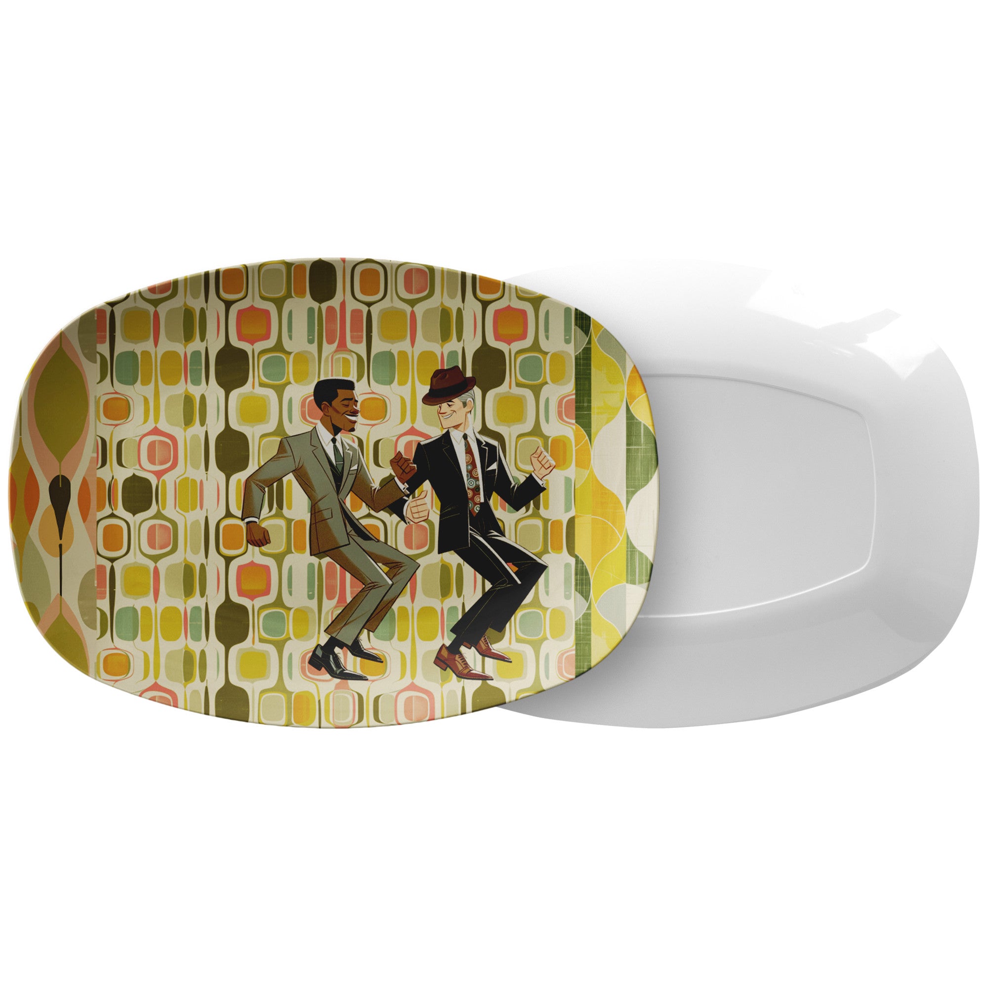Mid Century Modern Party Platter, Gay Couple, Black Man, White Man, Retro MCM Kitchenware - Mid Century Modern Gal
