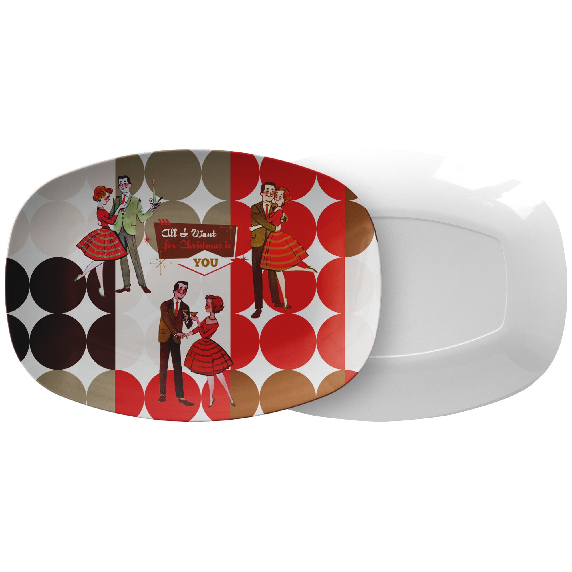 Mid Century Modern Retro Vintage Christmas Serving Platter - Mid Century Modern Gal