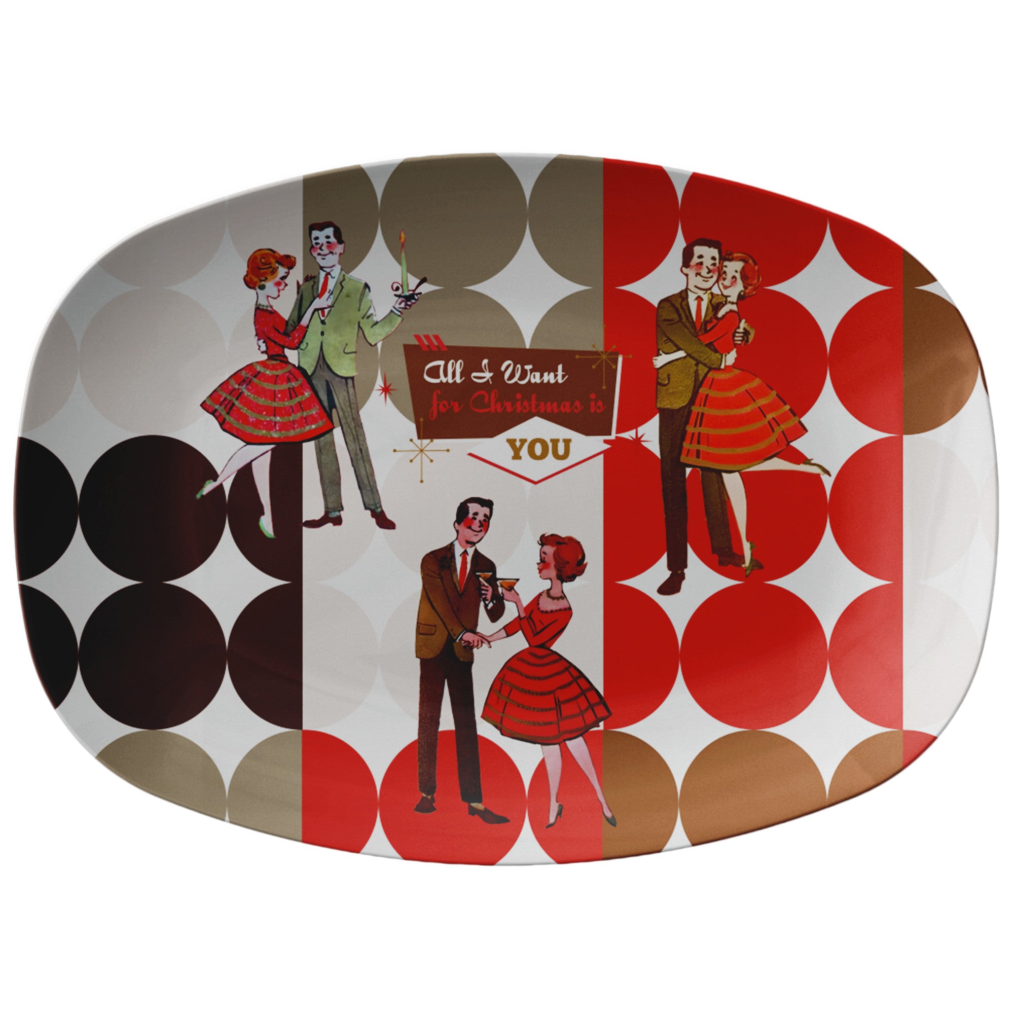 Mid Century Modern Retro Vintage Christmas Serving Platter - Mid Century Modern Gal
