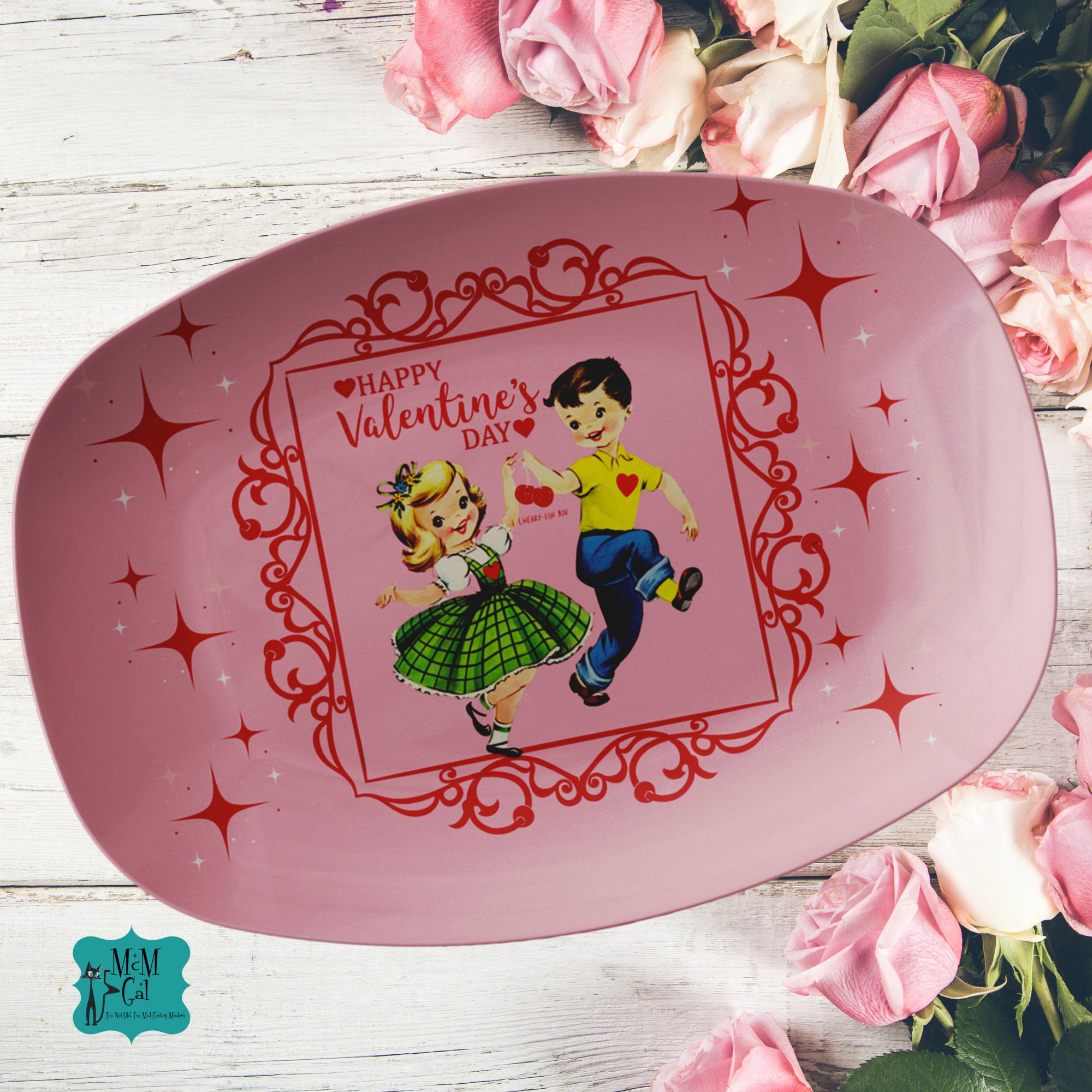 Vintage Valentine Kitschy 50s Mid Mod Love Platter Gift Keepsake - Mid Century Modern Gal
