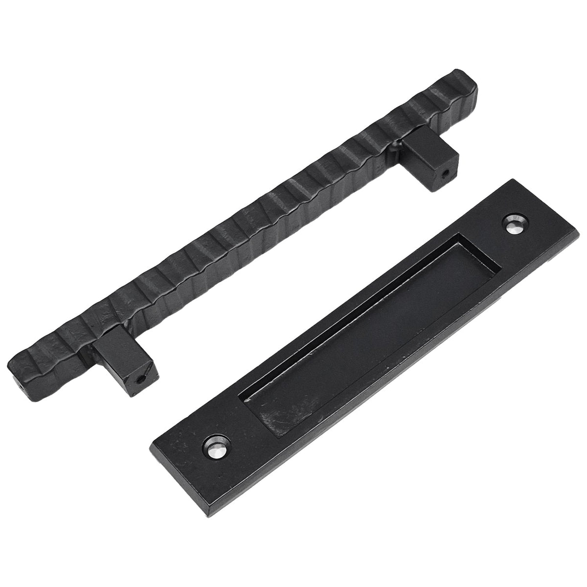 Modern Contemporary Notched Door Pull Handle with Finger Pull Set - For Sliding Barn Door