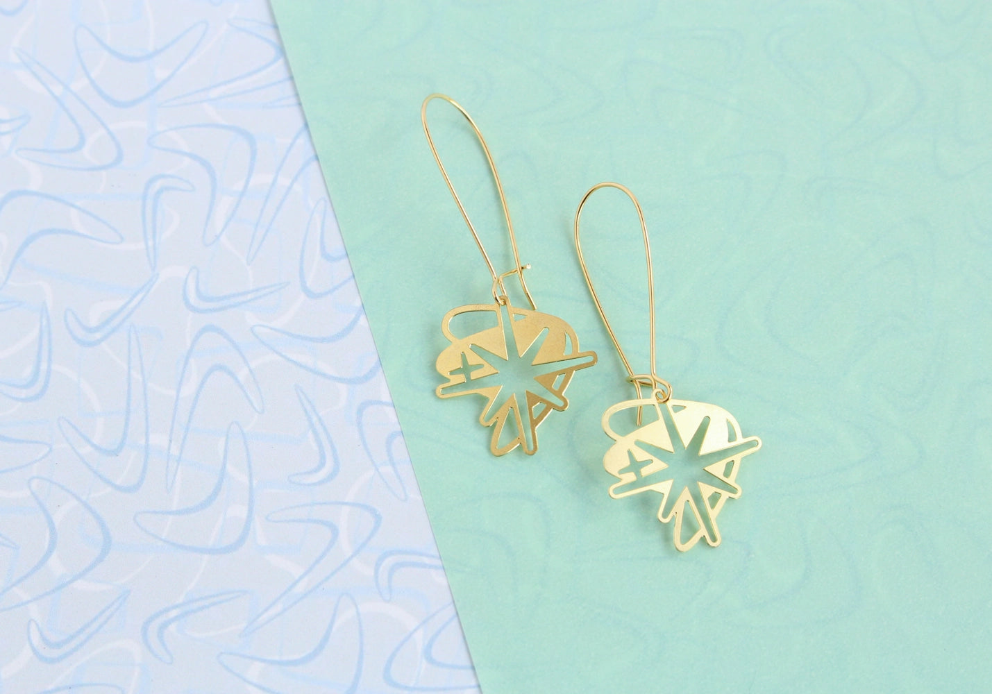 Retro Mid Century Modern Starburst Earrings - Gold - Mid Century Modern Gal