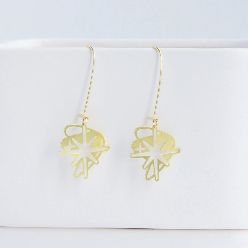 Retro Mid Century Modern Starburst Earrings - Gold - Mid Century Modern Gal
