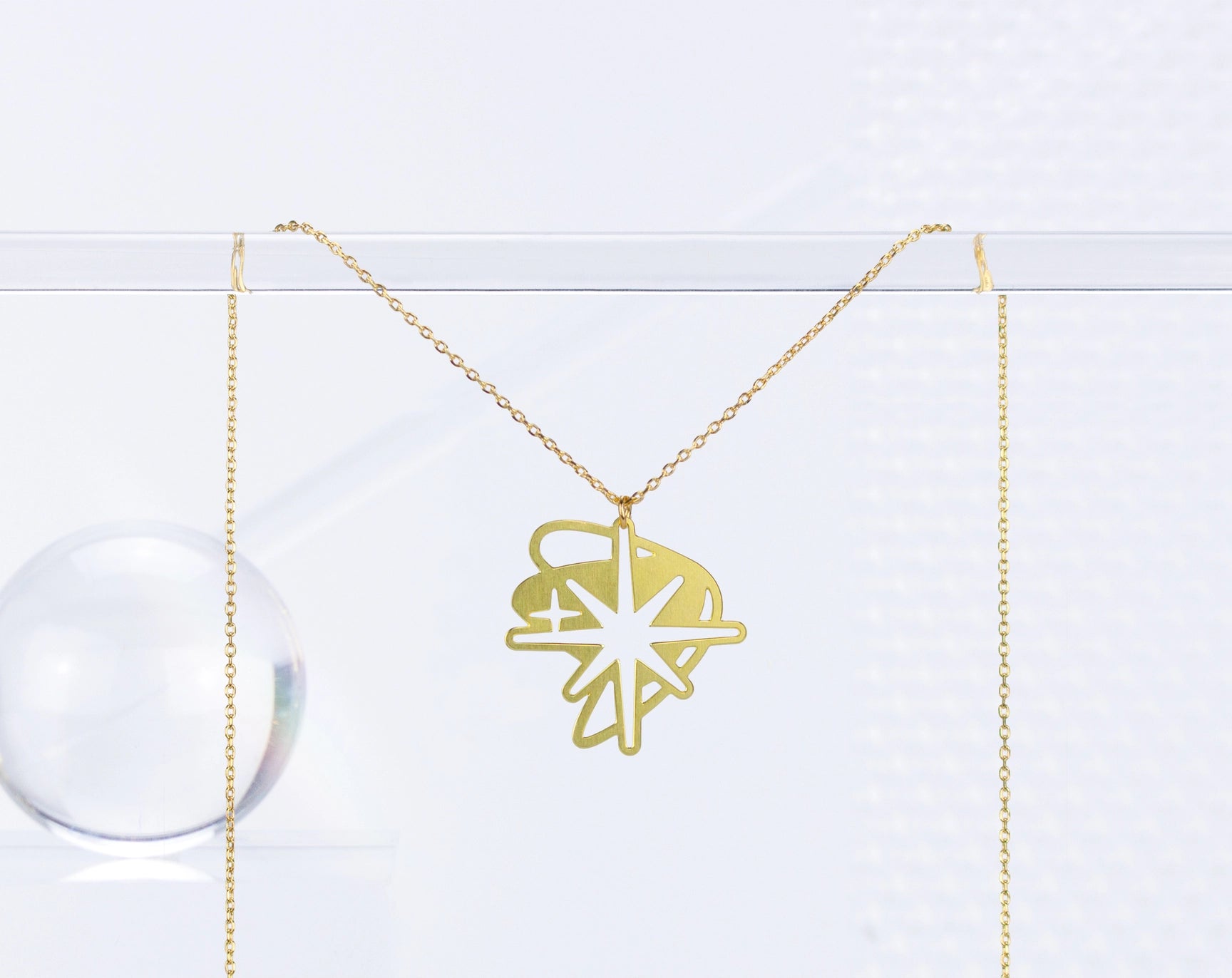 Retro Mid Century Modern Starburst Necklace - Gold - Mid Century Modern Gal