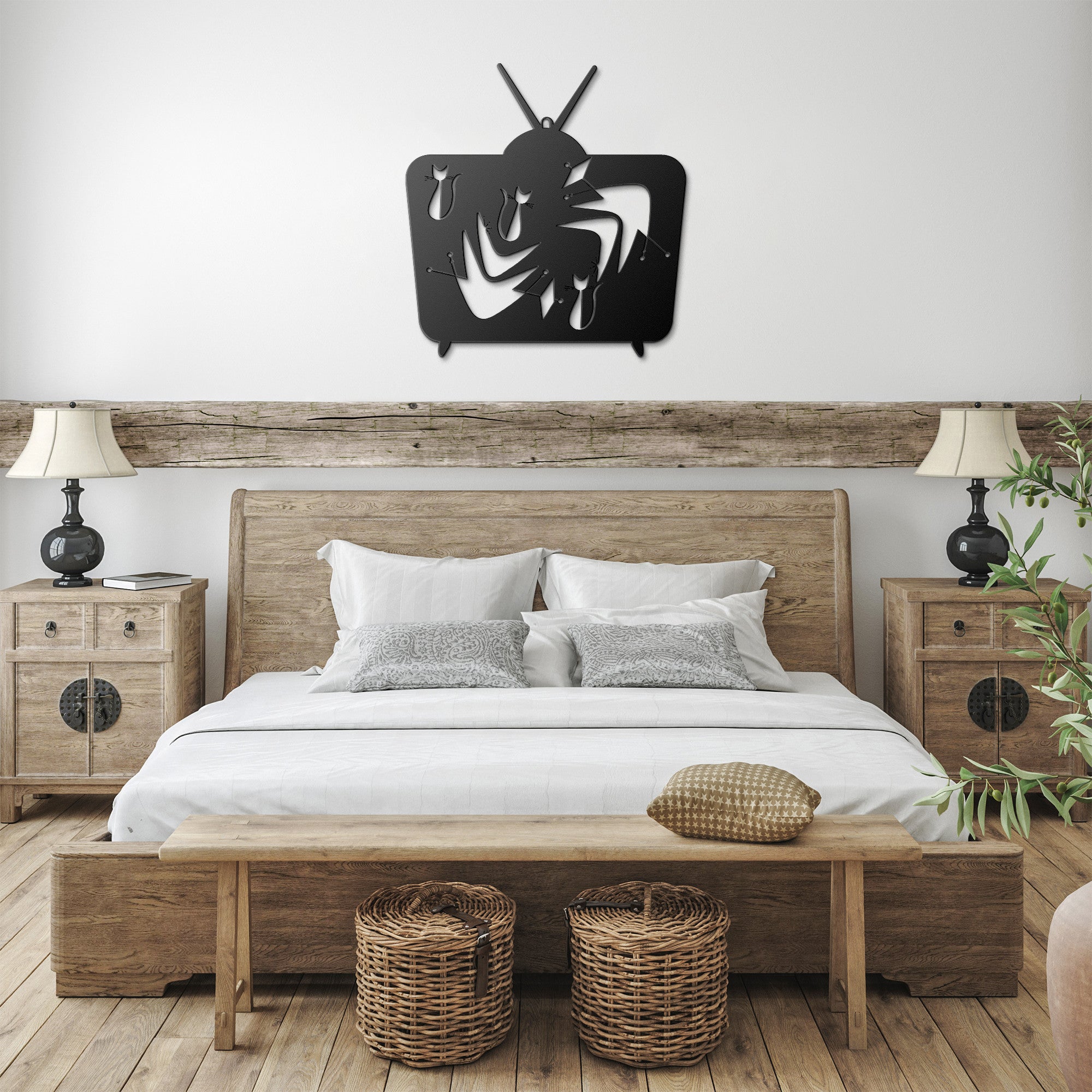 Retro TV Atomic Cat, Mid Century Modern Wall Art, Kitsch Livingroom, Den, Quirky MCM Metal Works - Mid Century Modern Gal
