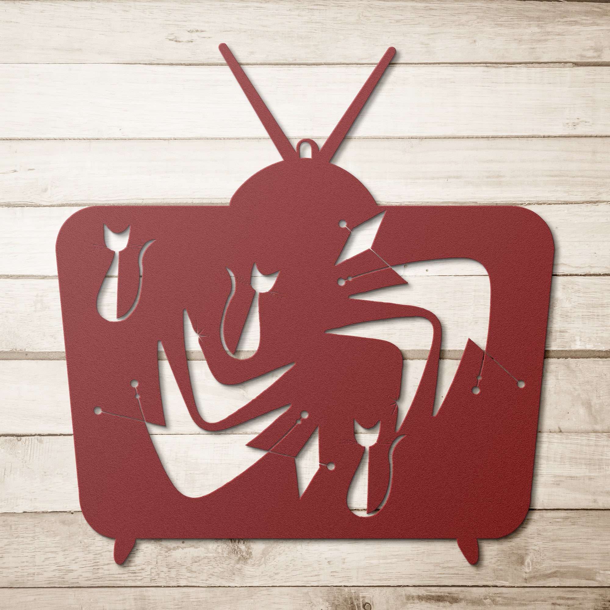 Retro TV Atomic Cat, Mid Century Modern Wall Art, Kitsch Livingroom, Den, Quirky MCM Metal Works - Mid Century Modern Gal