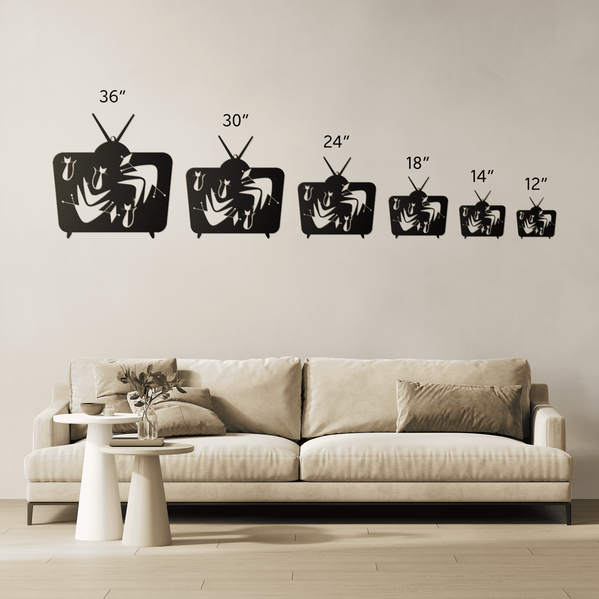 Retro TV Atomic Cat, Mid Century Modern Wall Art, Kitsch Livingroom, Den, Quirky MCM Metal Works - Mid Century Modern Gal