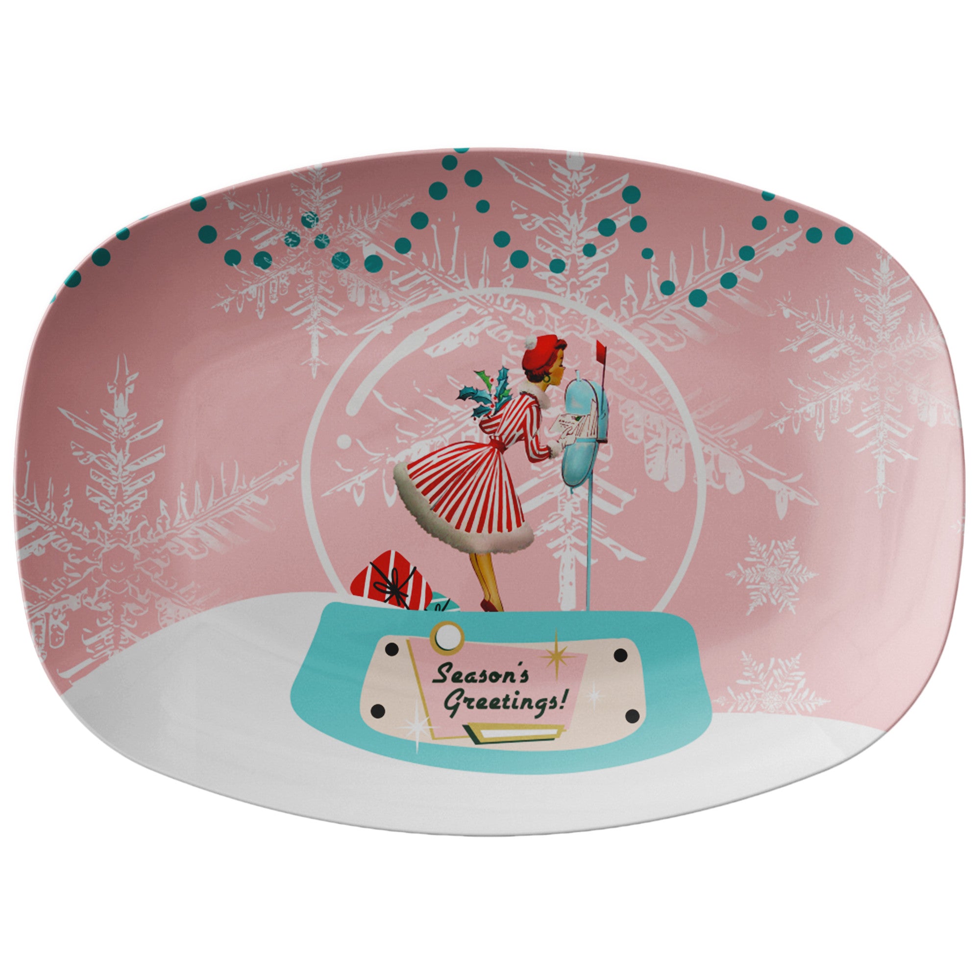 Retro Vintage 50s Holiday Kitsch, Mid Century Modern Christmas Table Party Platter - Mid Century Modern Gal