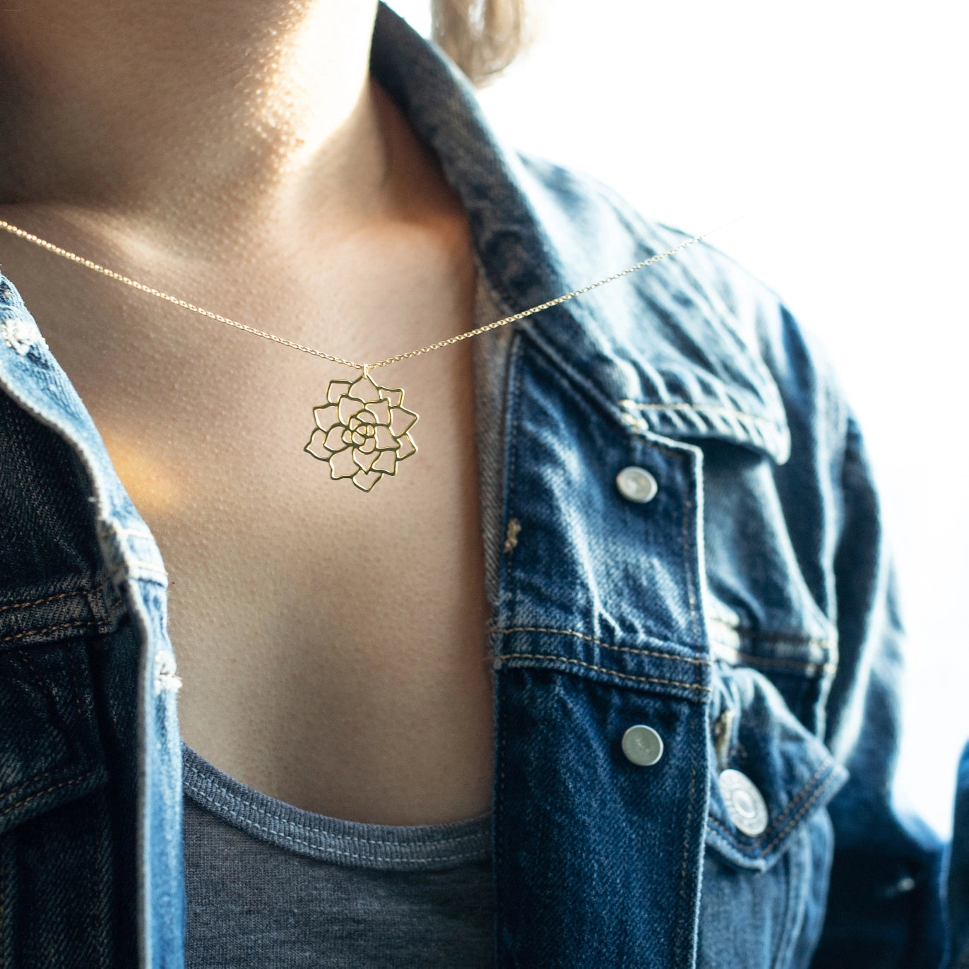 Succulent Mid Century Modern Palm Springs Necklace - Gold - Mid Century Modern Gal