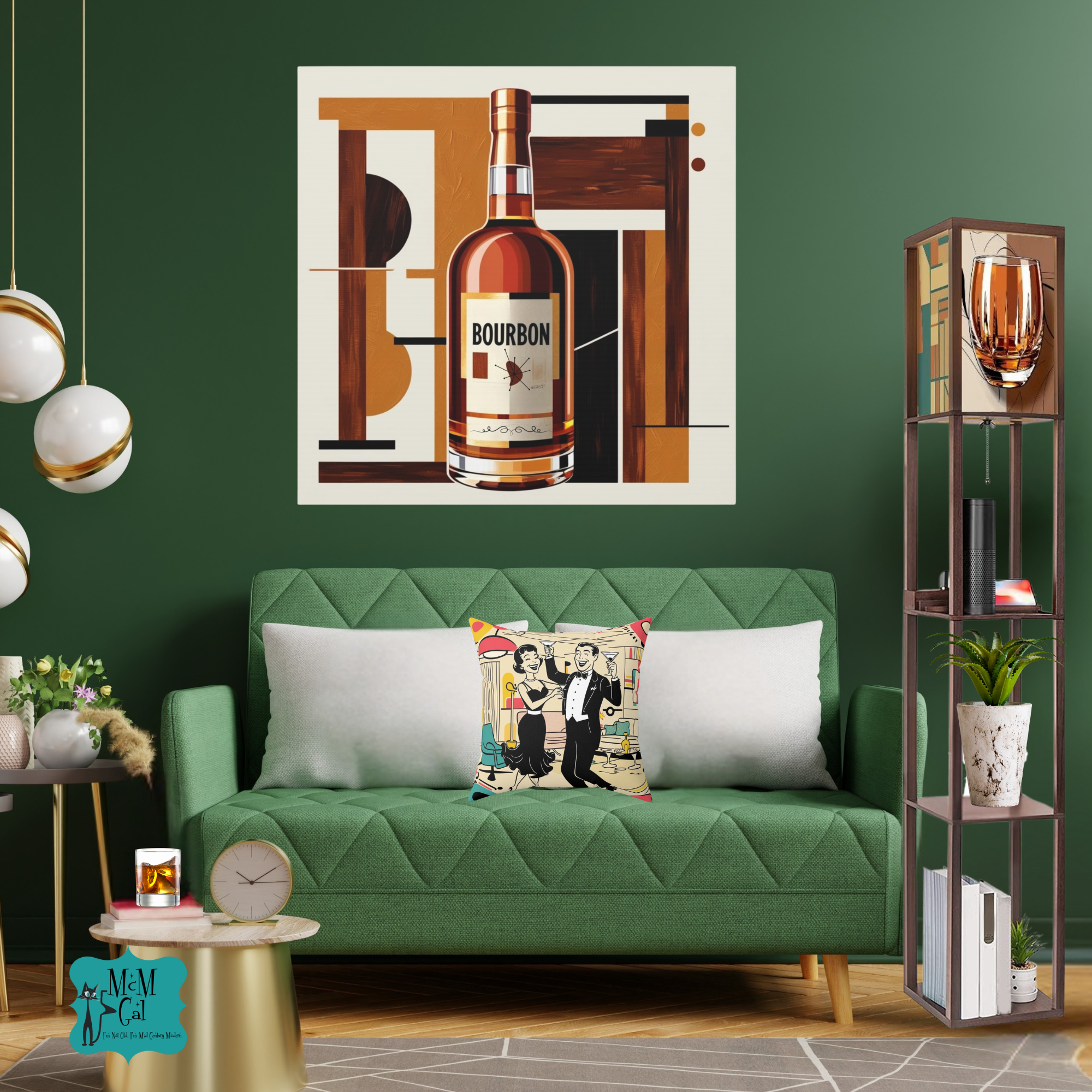 Mid Century Modern Bourbon Bauhaus MCM Retro Floor Lamp with Shelves - Mid Century Modern Gal