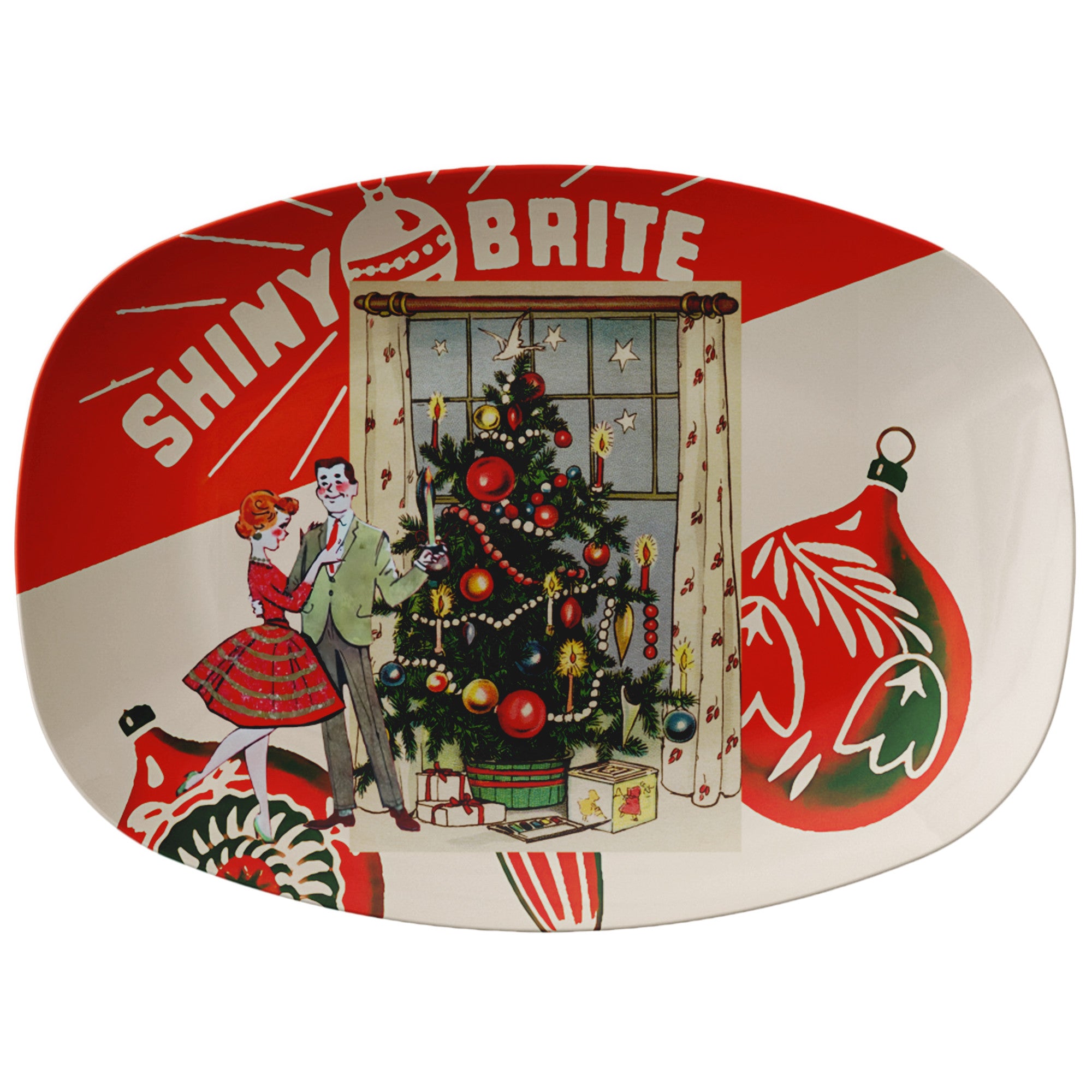 Vintage Christmas Ad Card, Mid Century Modern 50s Holiday Platter - Mid Century Modern Gal