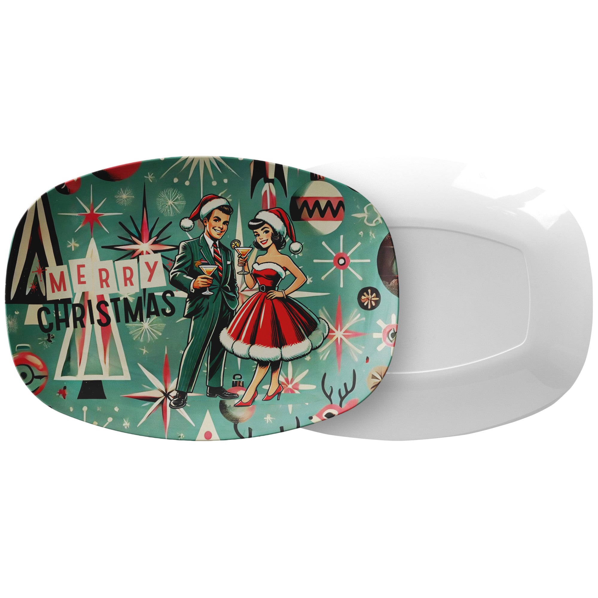 Vintage Christmas Kitschy Mid Century Modern Party Platter, MCM Barware Gifts - Mid Century Modern Gal