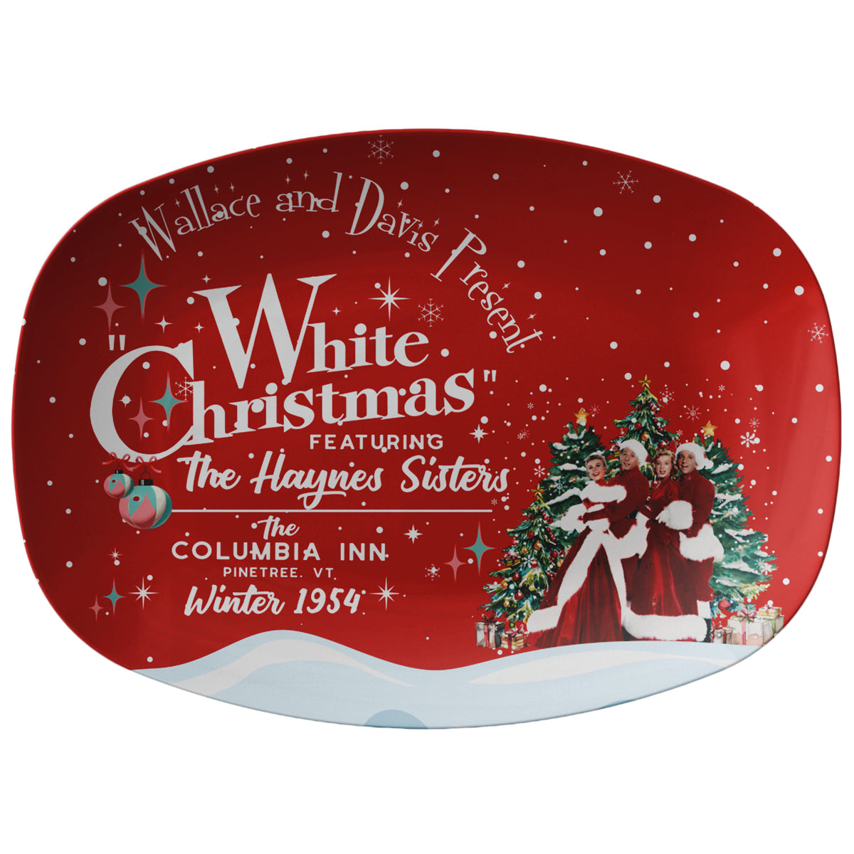 Wallace And Davis White Christmas Red Holiday Kitsch Mid Century Modern Party Platter - Mid Century Modern Gal