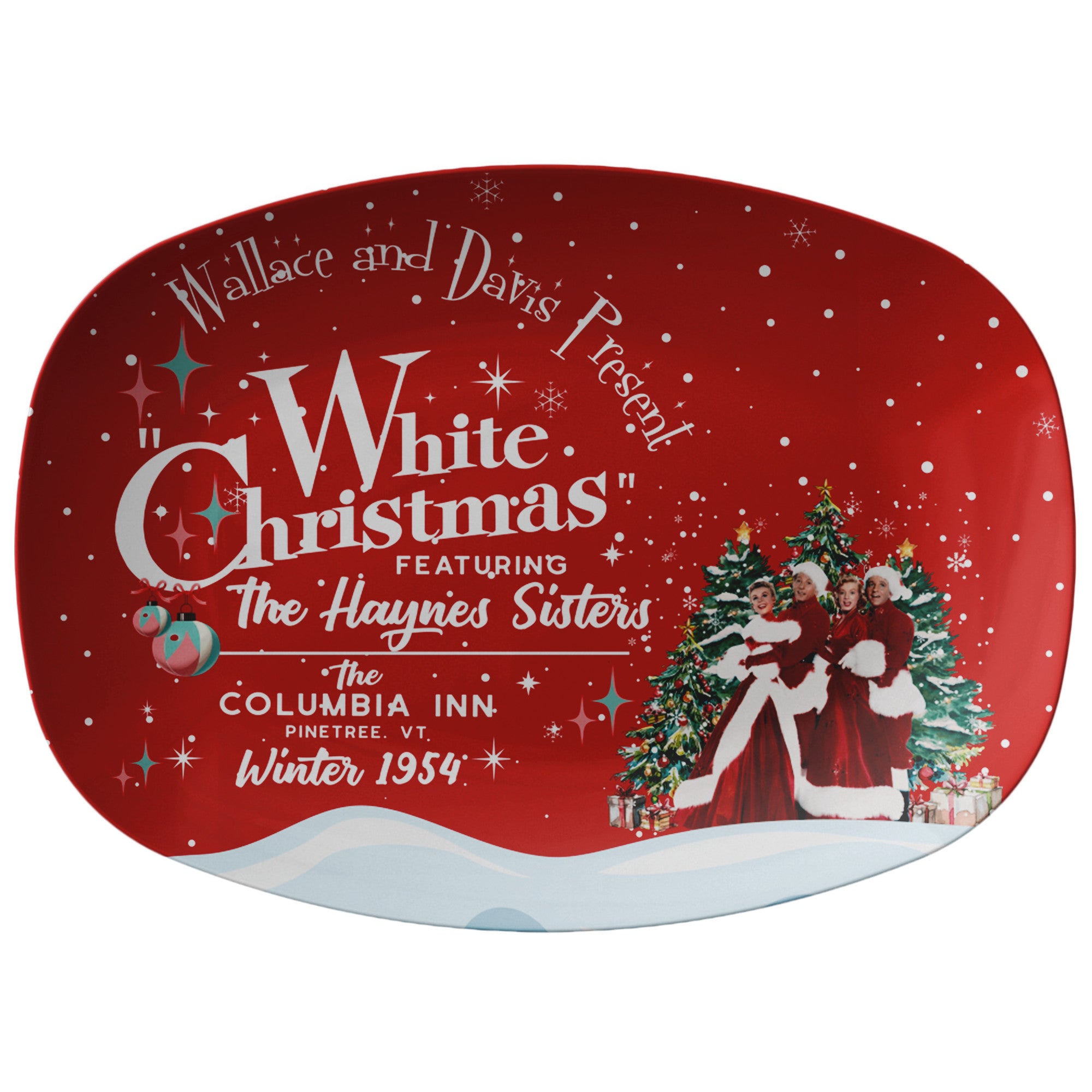 Wallace And Davis White Christmas Red Holiday Kitsch Mid Century Modern Party Platter - Mid Century Modern Gal