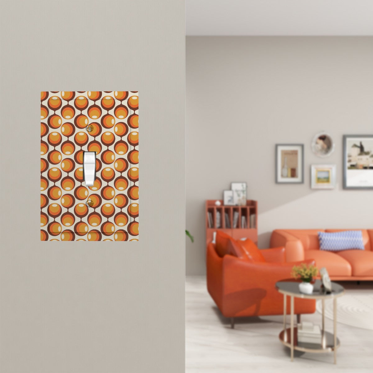 Mid Mod Groovy Space Orbs Modern Switch Cover 1-Gang 1 Toggle - Mid Century Modern Gal