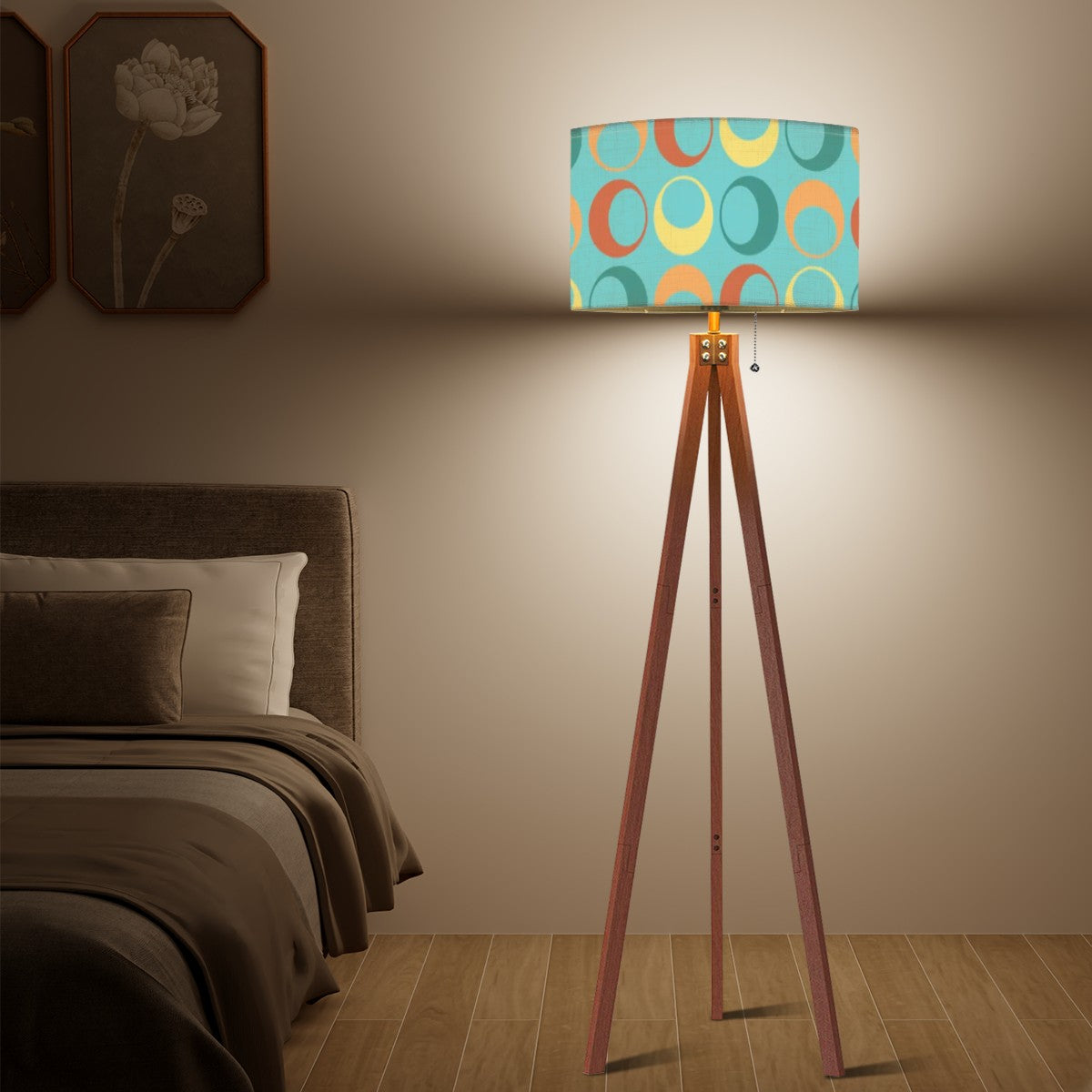 Geometric Circle Designed Retro Mid Century Modern Tripod Floor Lamp - Mid Century Modern Gal