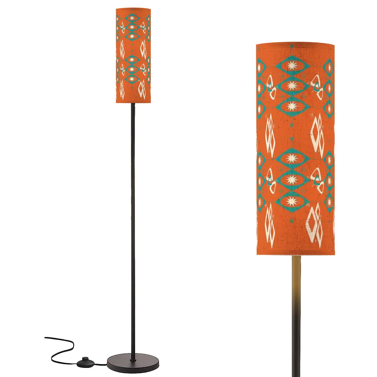Atomic Mid Mod Orange Teal Retro Mid Century Modern Floor Lamp - Mid Century Modern Gal