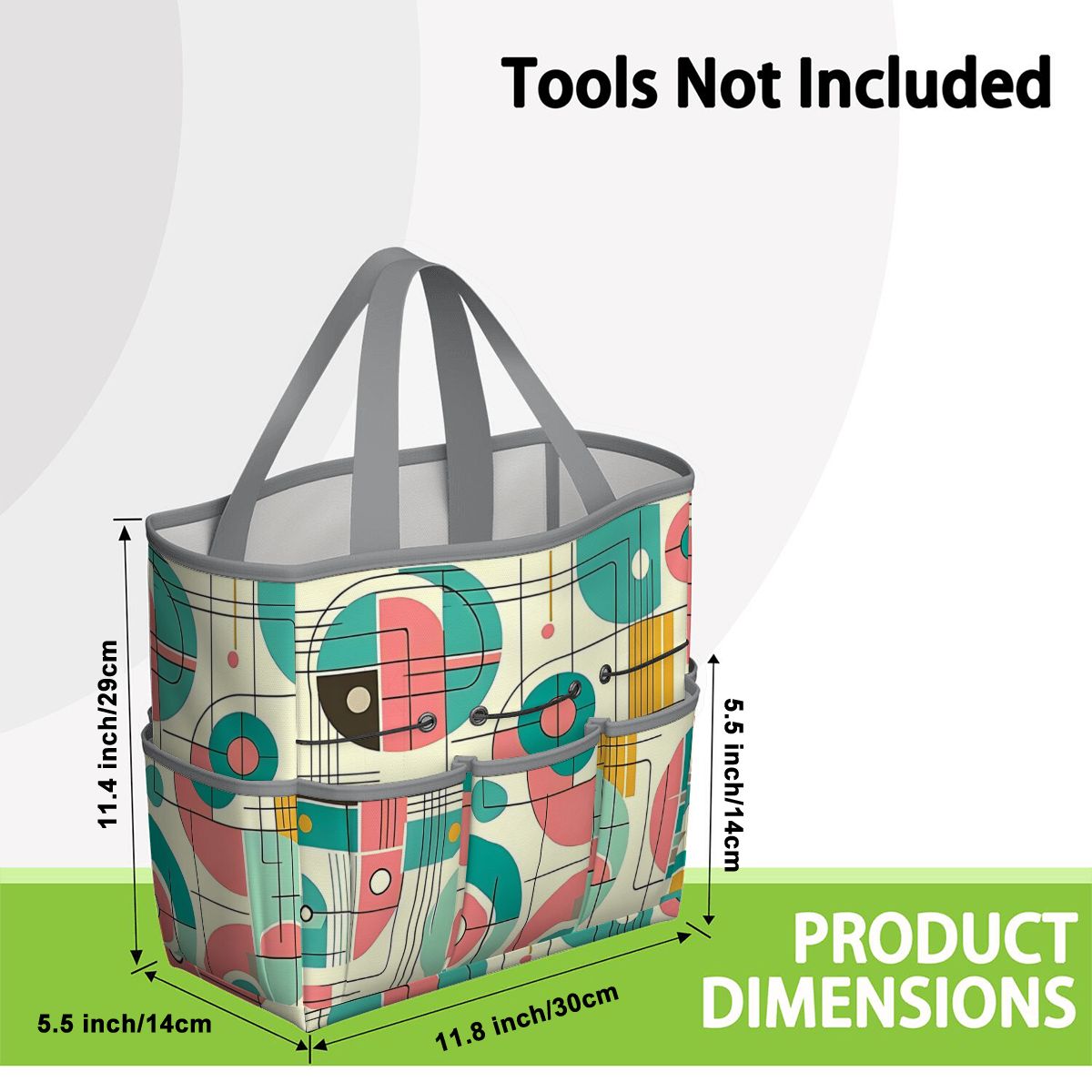 Mid Century Modern Bauhaus Designed Pink, Teal, Yellow Garden Tool Bag - Mid Century Modern Gal