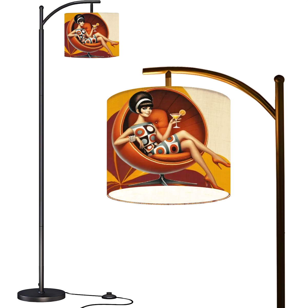 Mod 60s Groovy Retro Mog Gal Arc Floor Lamp Lighting - Mid Century Modern Gal
