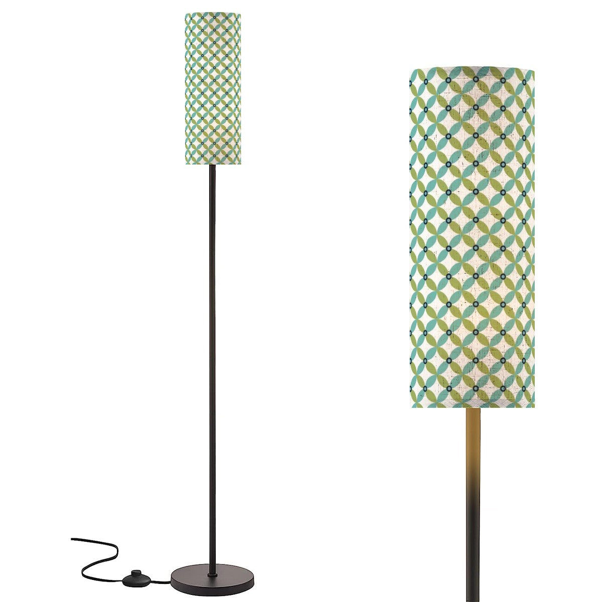 Mid Century Modern Geometric Green, Blue, Mod Slim Floor Lamp Modern Standing Lamp - Mid Century Modern Gal