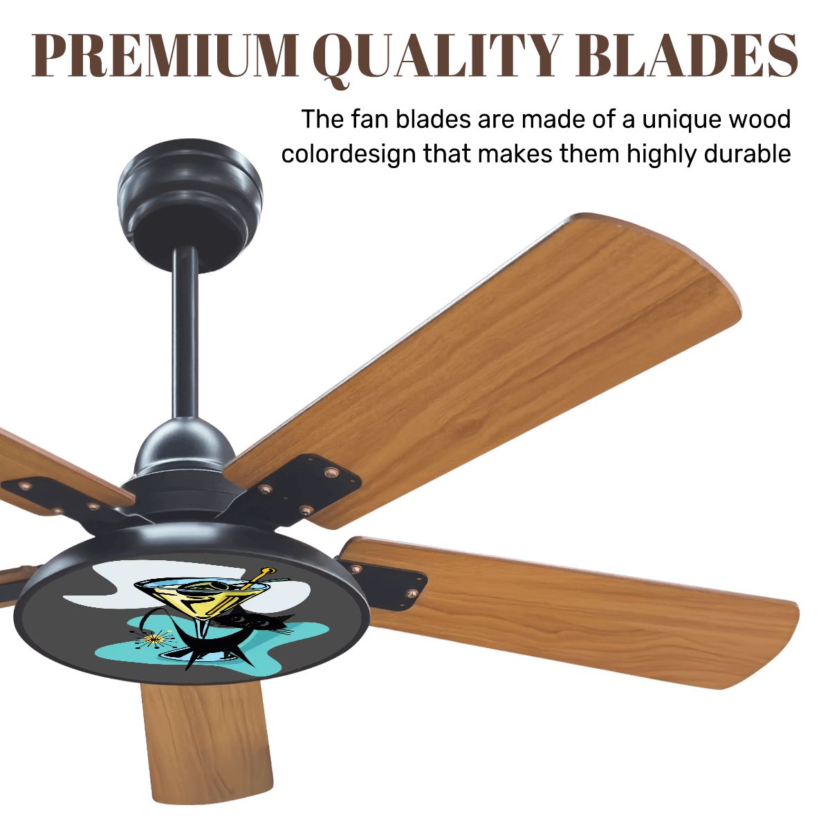 Mid Century Modern Atomic Cat Martini MCM Barware, Bar Ceiling Fan With Light - Mid Century Modern Gal