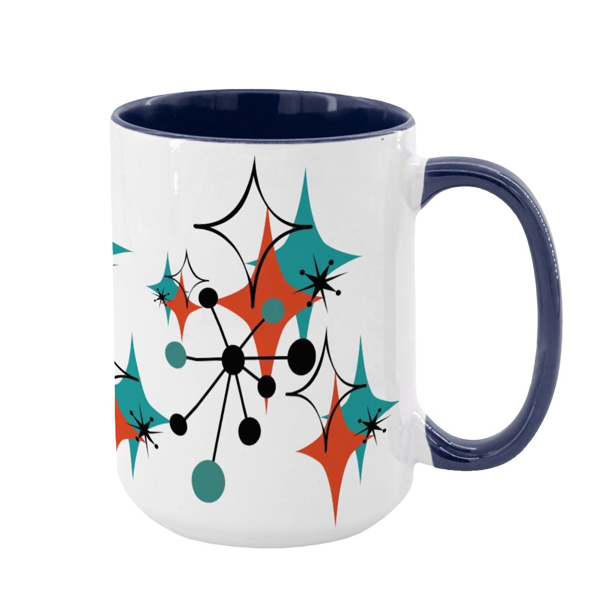 Mid Century Modern Atomic Starburst Sputnik Designed Large Colorful Mug (15oz) - Mid Century Modern Gal