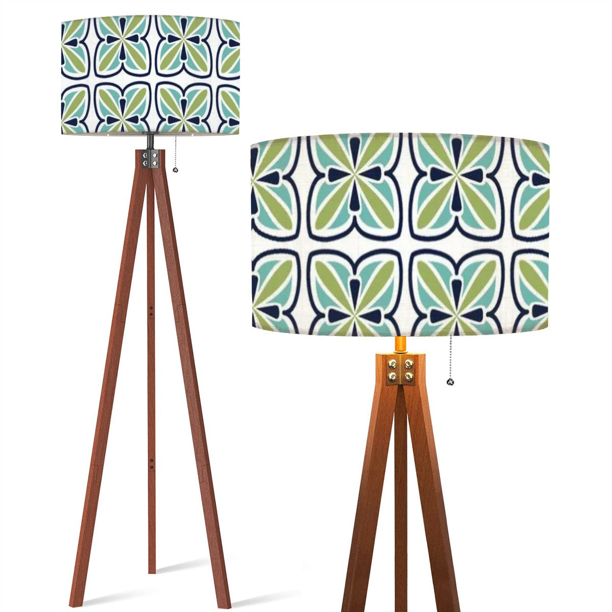 Mid Century Modern Scandinavian Blue, Green Mod Tripod Floor Lamp - Mid Century Modern Gal