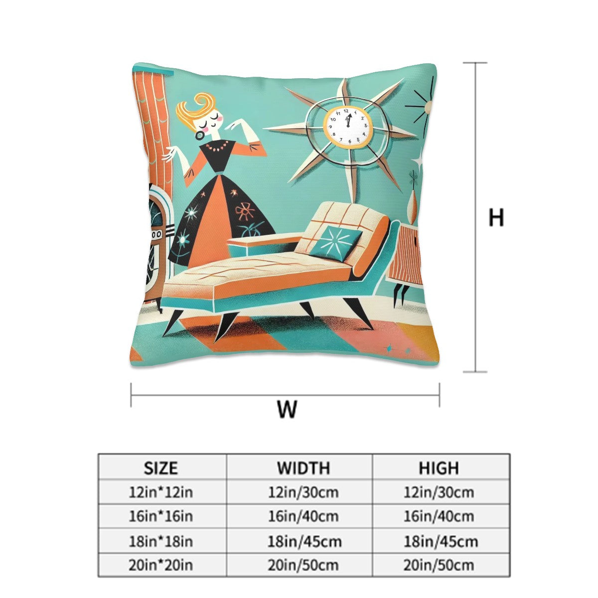 Mid Century Modern Orange, Aqua Teal Set Of Four Mod Pillow Covers All Season - Mid Century Modern Gal