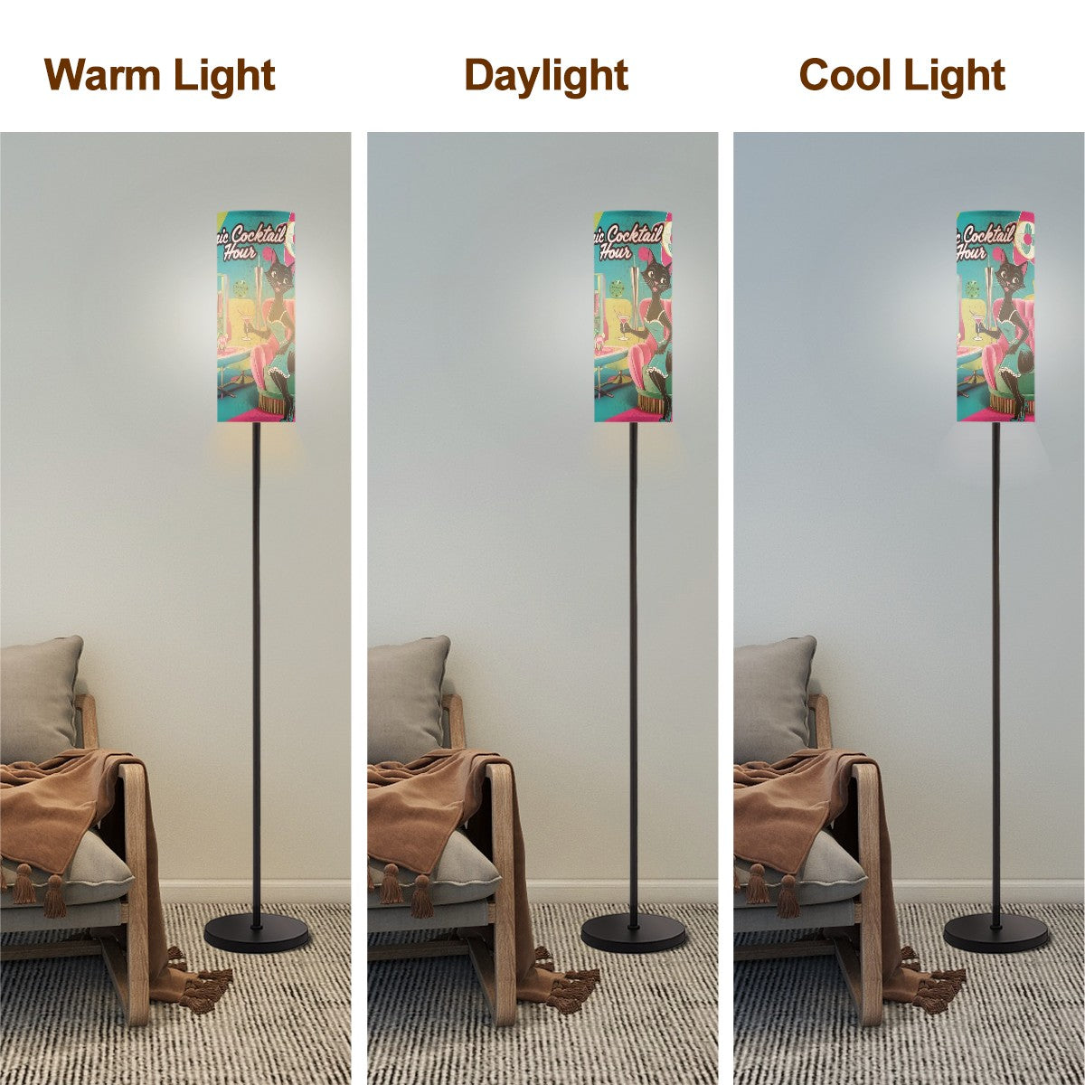 Mid Century Modern Bar Lighting, Kitschy Atomic Cat Cocktail Hour MCM Floor Lamp - Mid Century Modern Gal