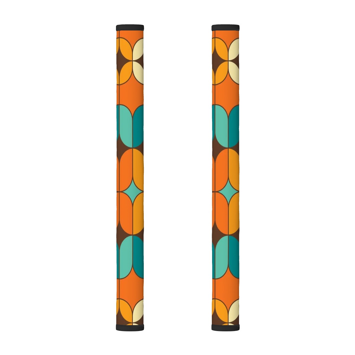 Bold Orange Retro Geometric Refrigerator Handle Covers 2 pcs - Mid Century Modern Gal
