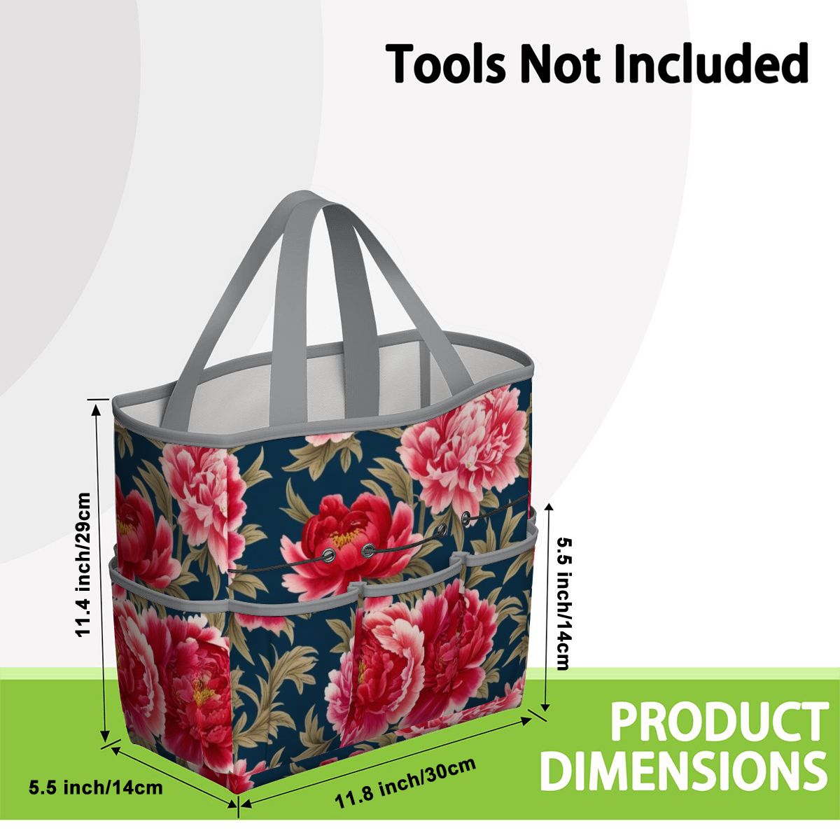 Modern Chinoiserie Royal Blue, Pink Red Floral Garden Tool Bag - Mid Century Modern Gal