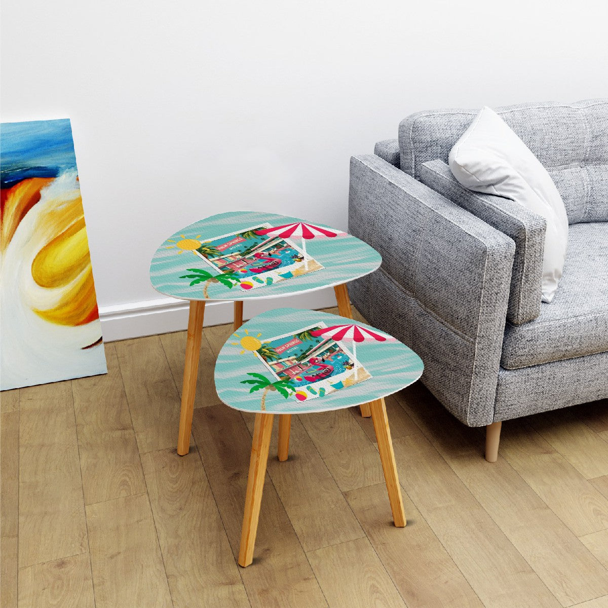 Hotel California Palm Springs Kitschy Flamingo, Atomic Cats Mid Century Modern Nesting Tables - Mid Century Modern Gal