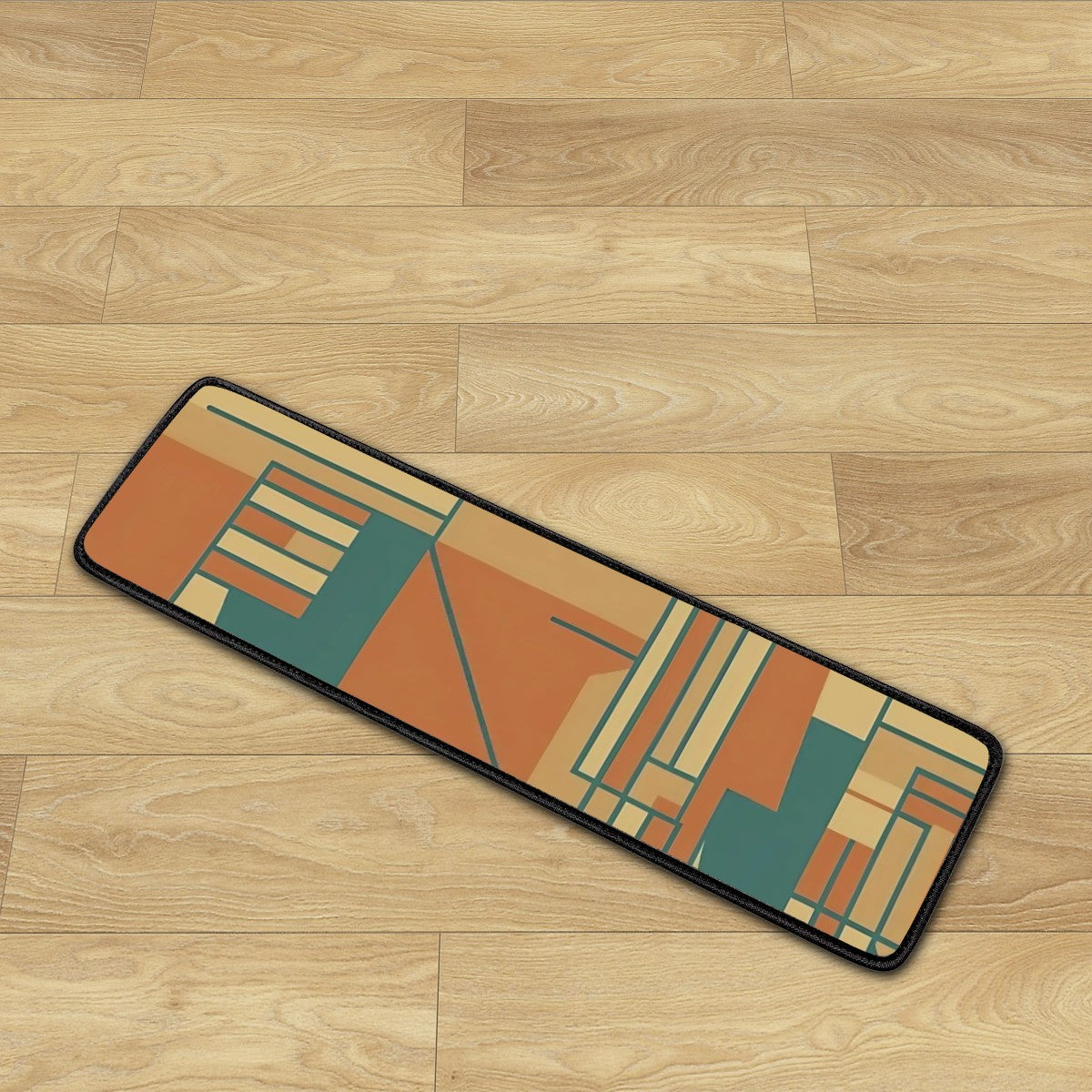 Mid Century Modern Bauhaus Designed Camel Brown Orange Teal Non Slip Carpet for Stairs Treads - Mid Century Modern Gal