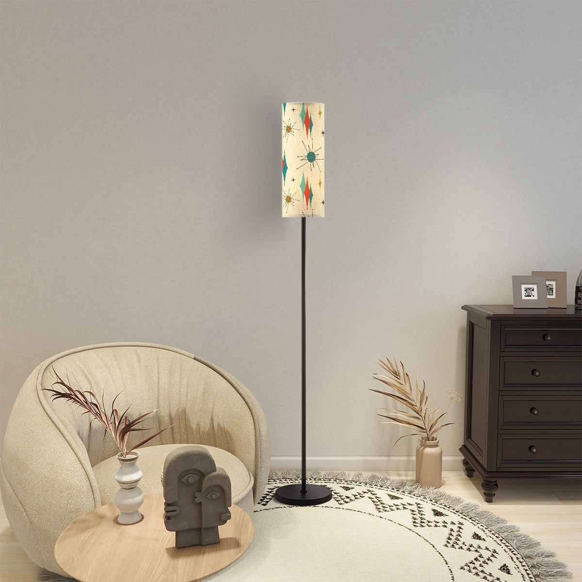 Mid Century Modern Franciscan Starburst Pattern Slim Modern Floor Light - Mid Century Modern Gal